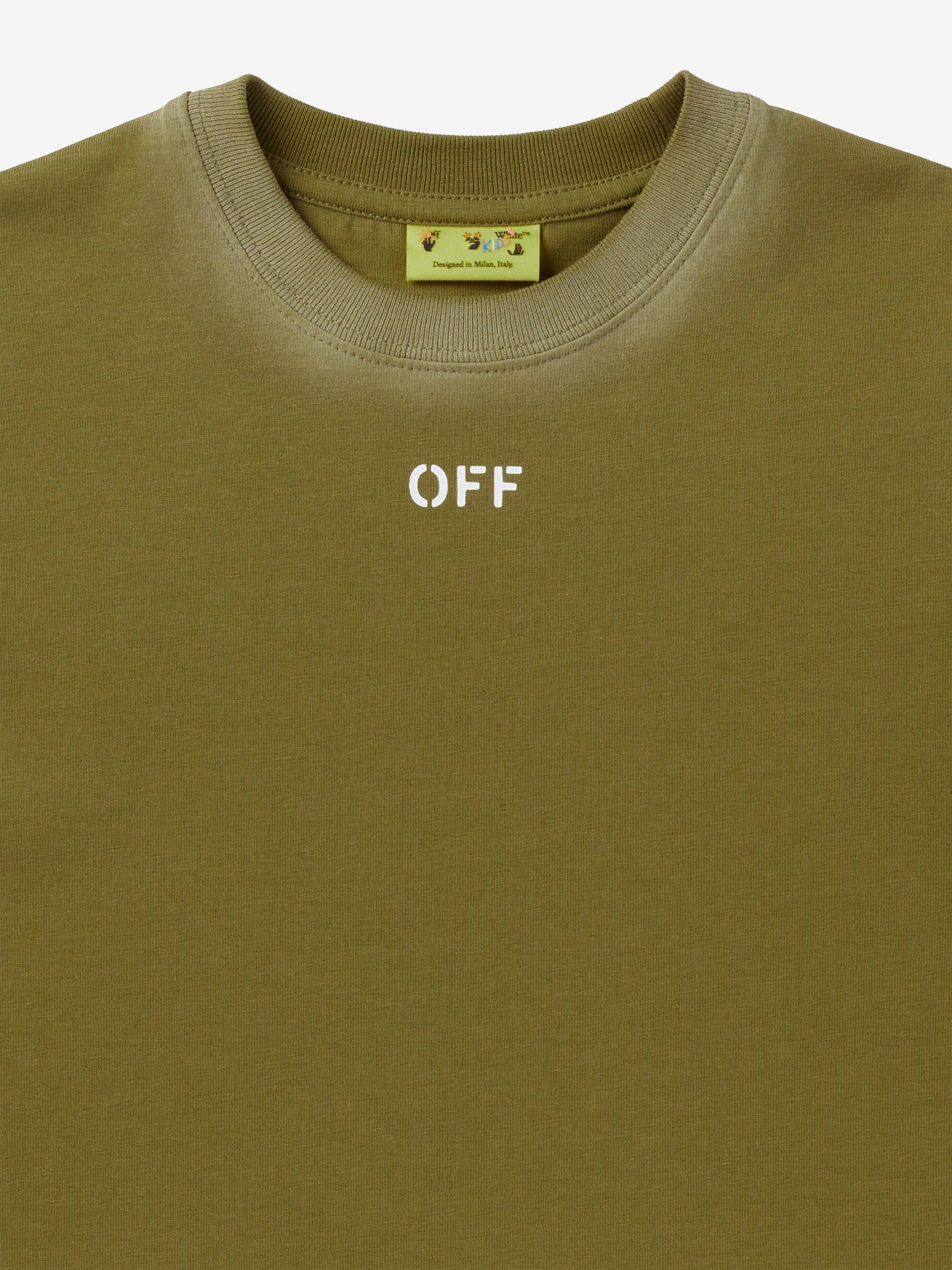Off-White Boys Off Stamp T-Shirt in Green Nicekicks Cheap Pice