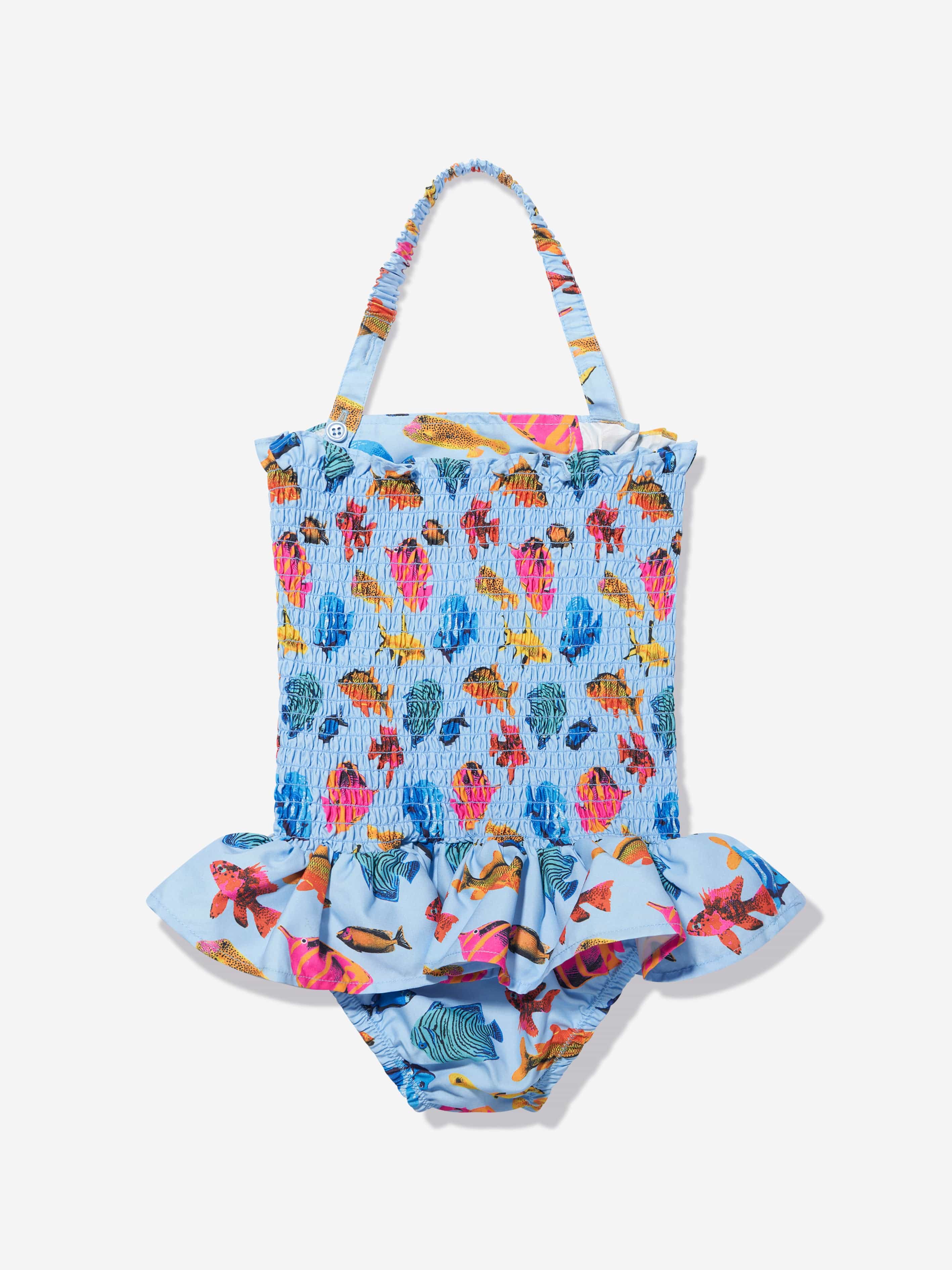 Rachel Riley Girls Tropical Fish Ruched Swimsuit in Multicolour Visit For Sale