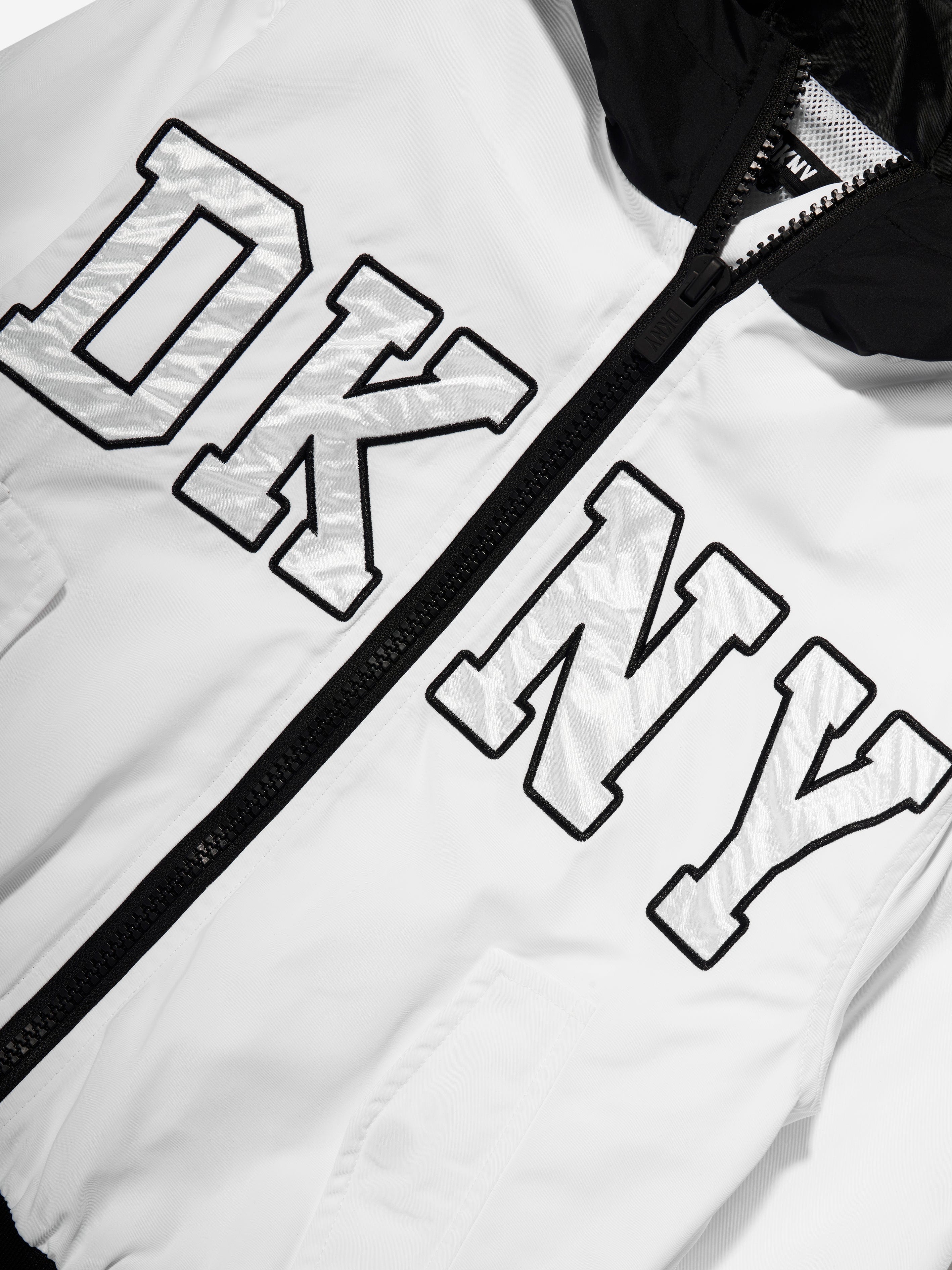 DKNY Kids Hooded Jacket in White With Credit Card Cheap Pice