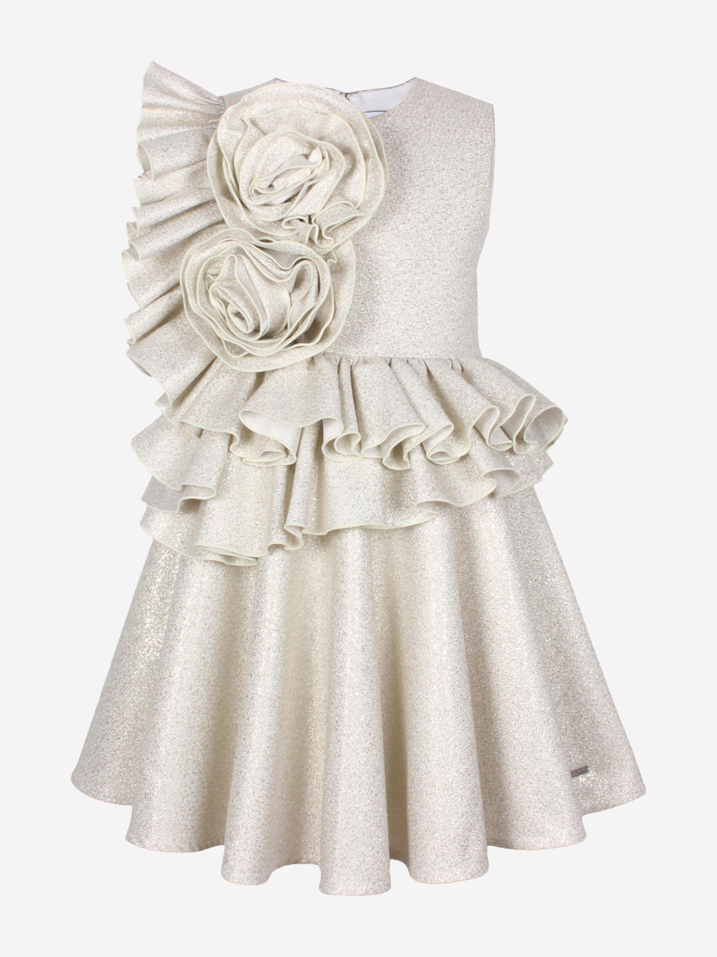Girls In Bloom Ruffle Flower Dress in Gold Buy Cheap Choice