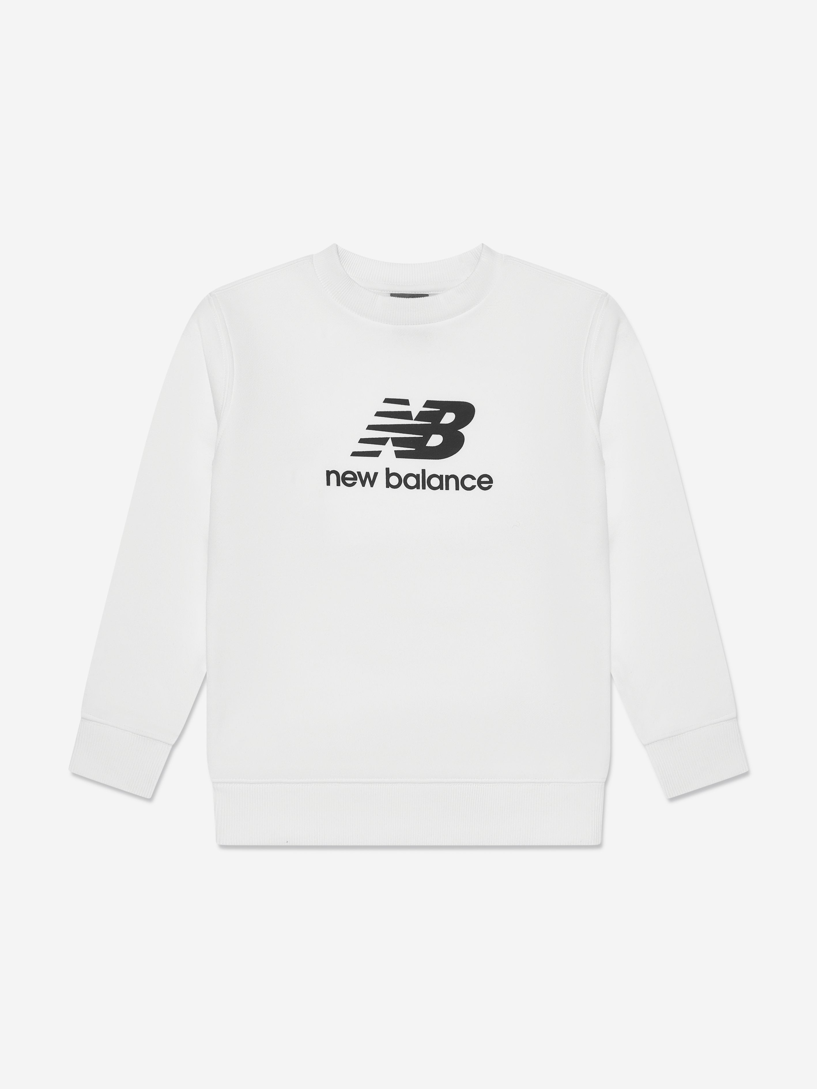 New Balance Boys Brush Back Stacked Logo Sweatshirt in White Best Pices Online