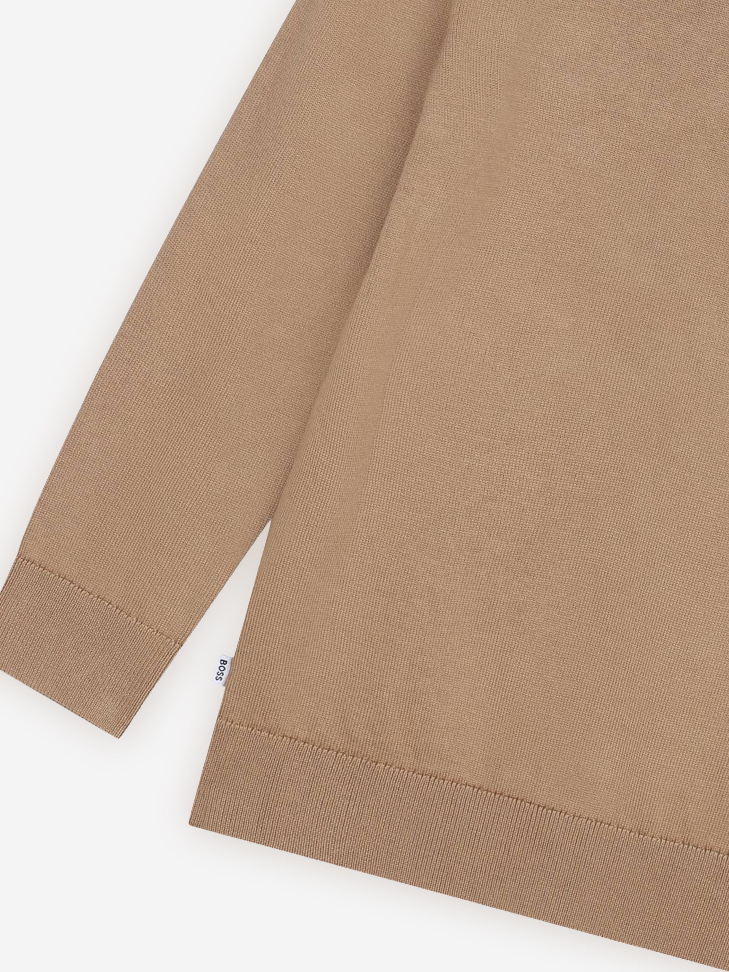 BOSS Boys Knitted Logo Jumper in Brown Genuine Online