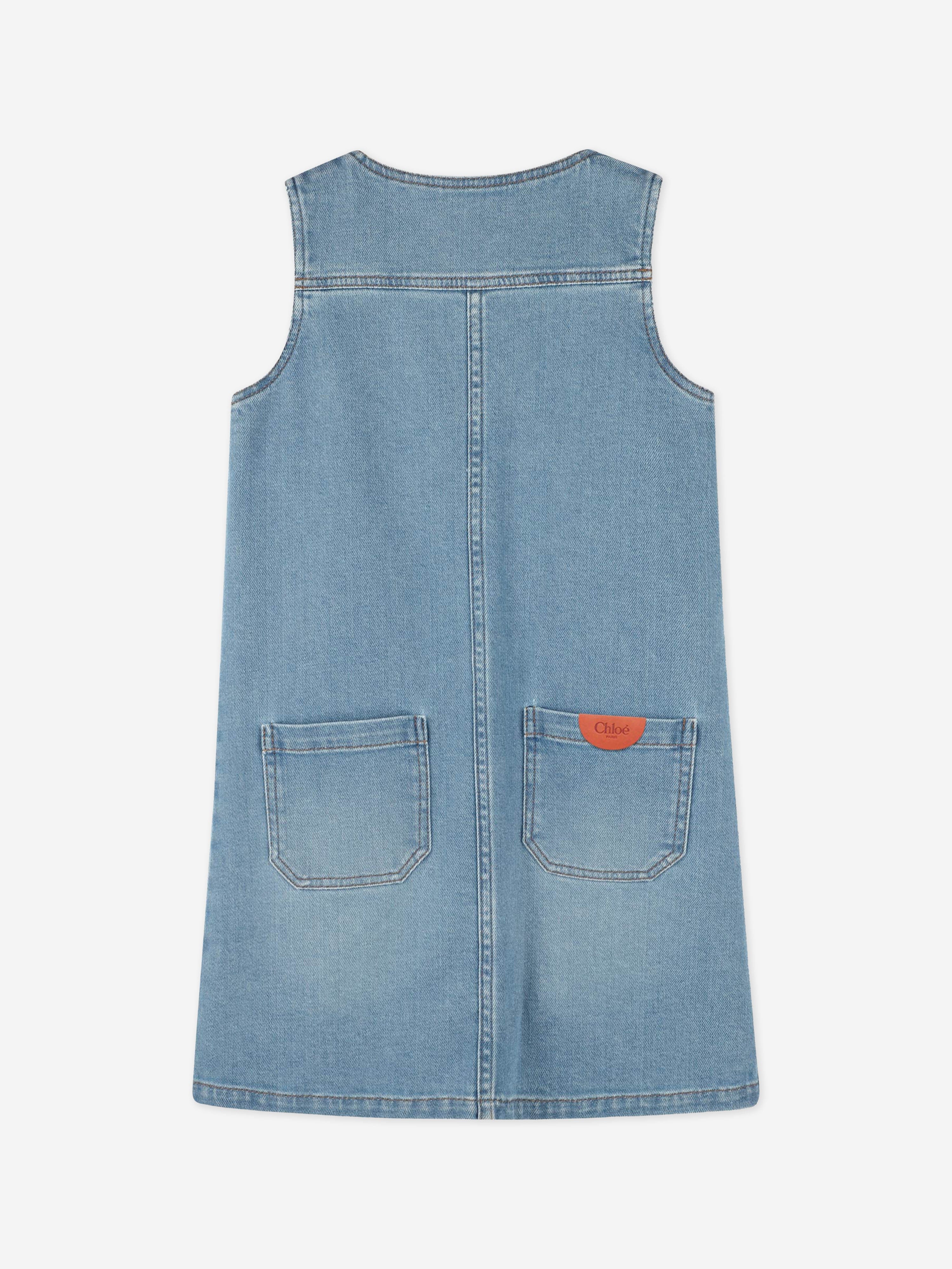 Chlo¨¦ Girls Sleeveless Denim Zip Dress in Blue Online Online Cheap Pice