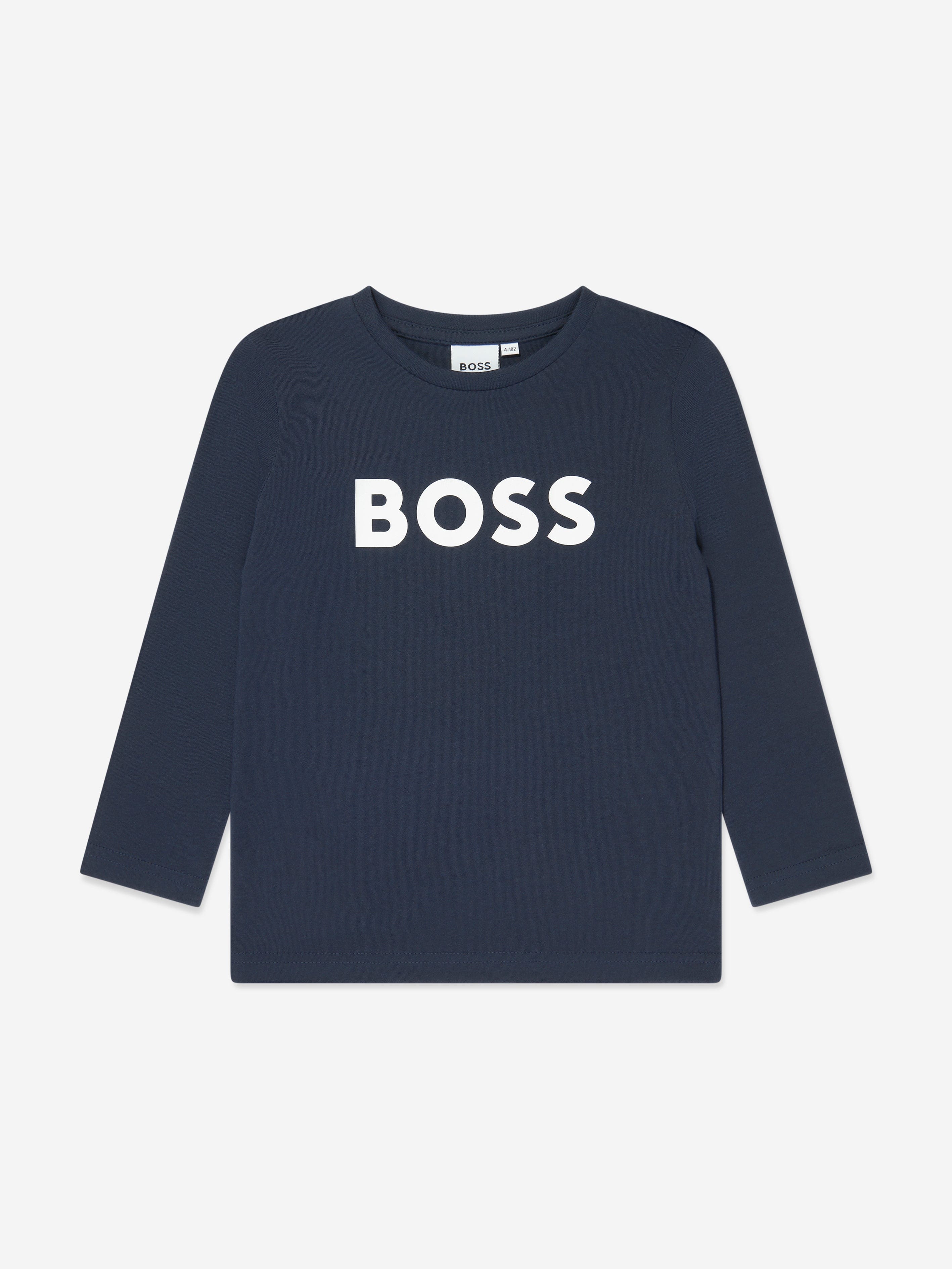 BOSS Boys Long Sleeve Logo T-Shirt in Navy Cheap Get Authentic