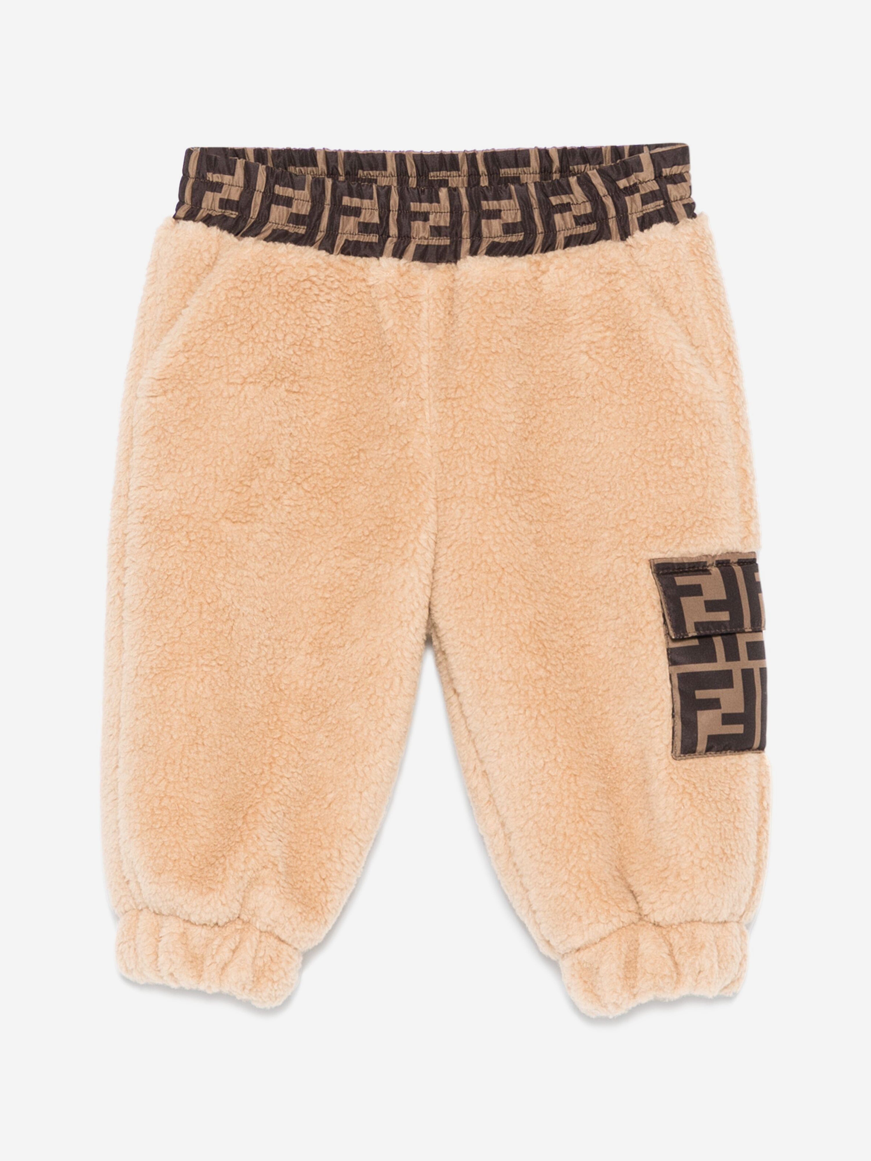 Baby Teddy Fleece Joggers in Beige Best Wholesale