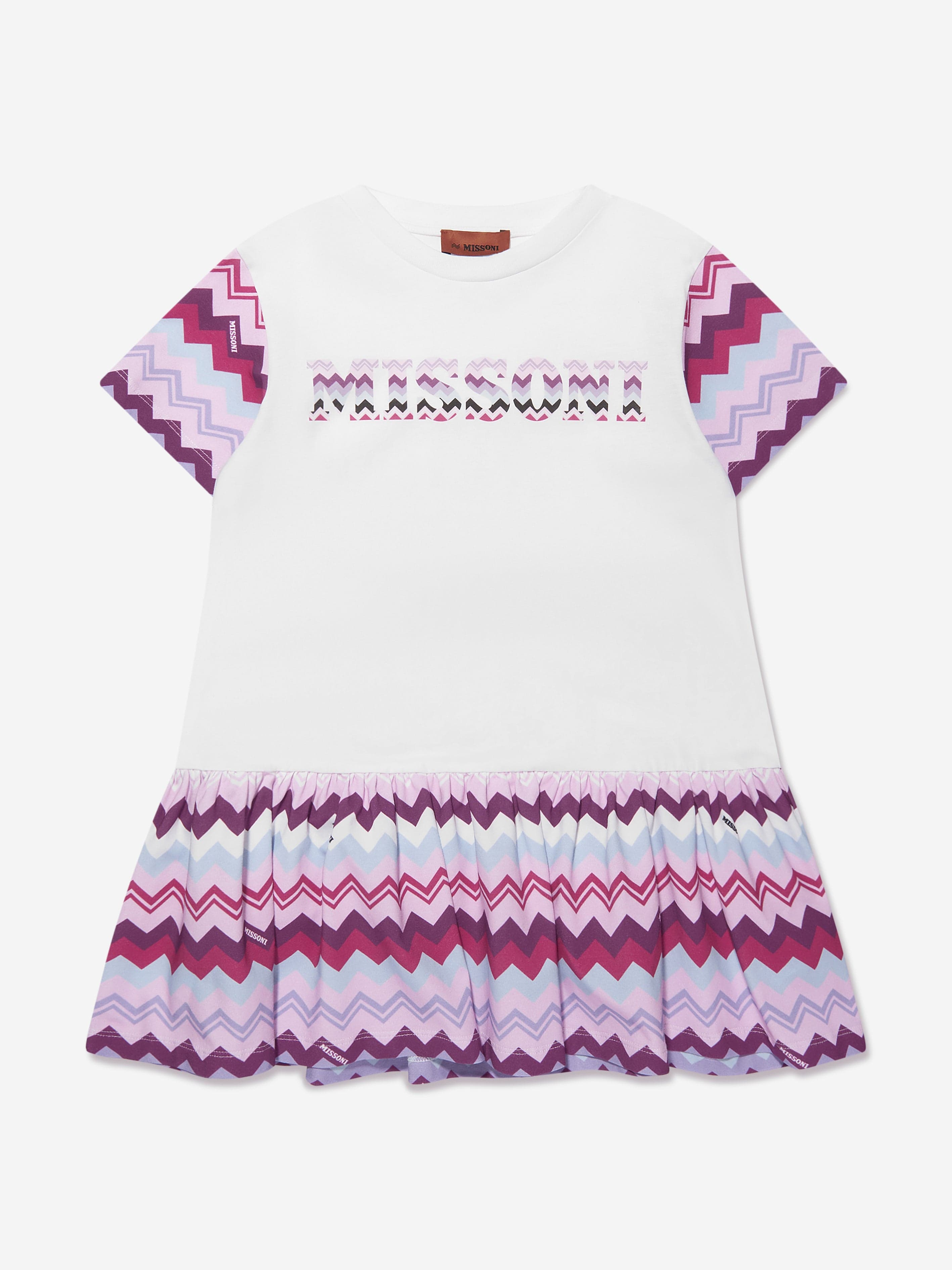 Missoni Girls Zigzag Jersey Dress in White Free Shipping Looking For