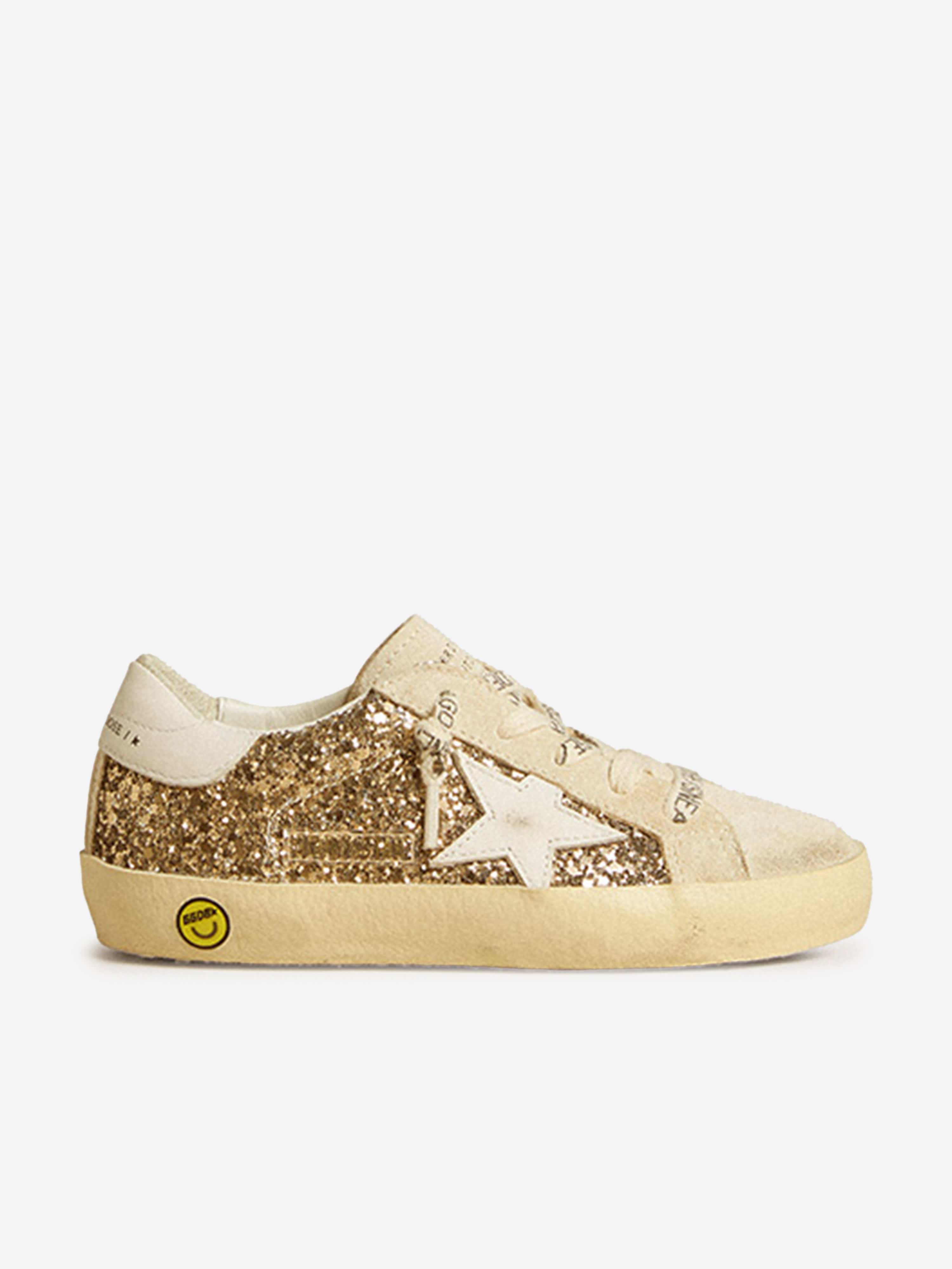 Girls Super-Star Glitter Trainers in Beige Clearance Free Shipping