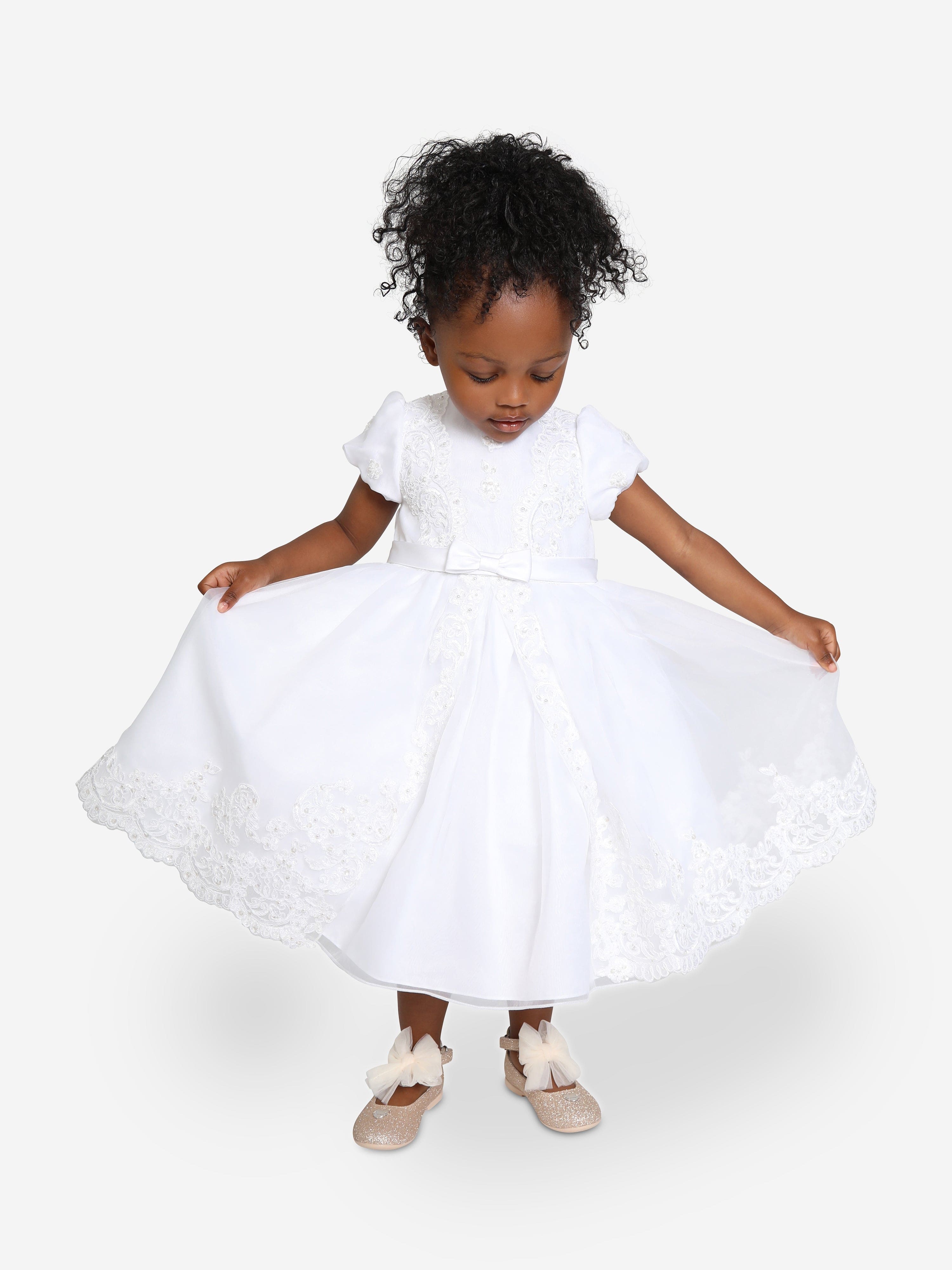 Sarah Louise Girls Ceremonial Ballerina Length Dress in White 100% Original Sale Online