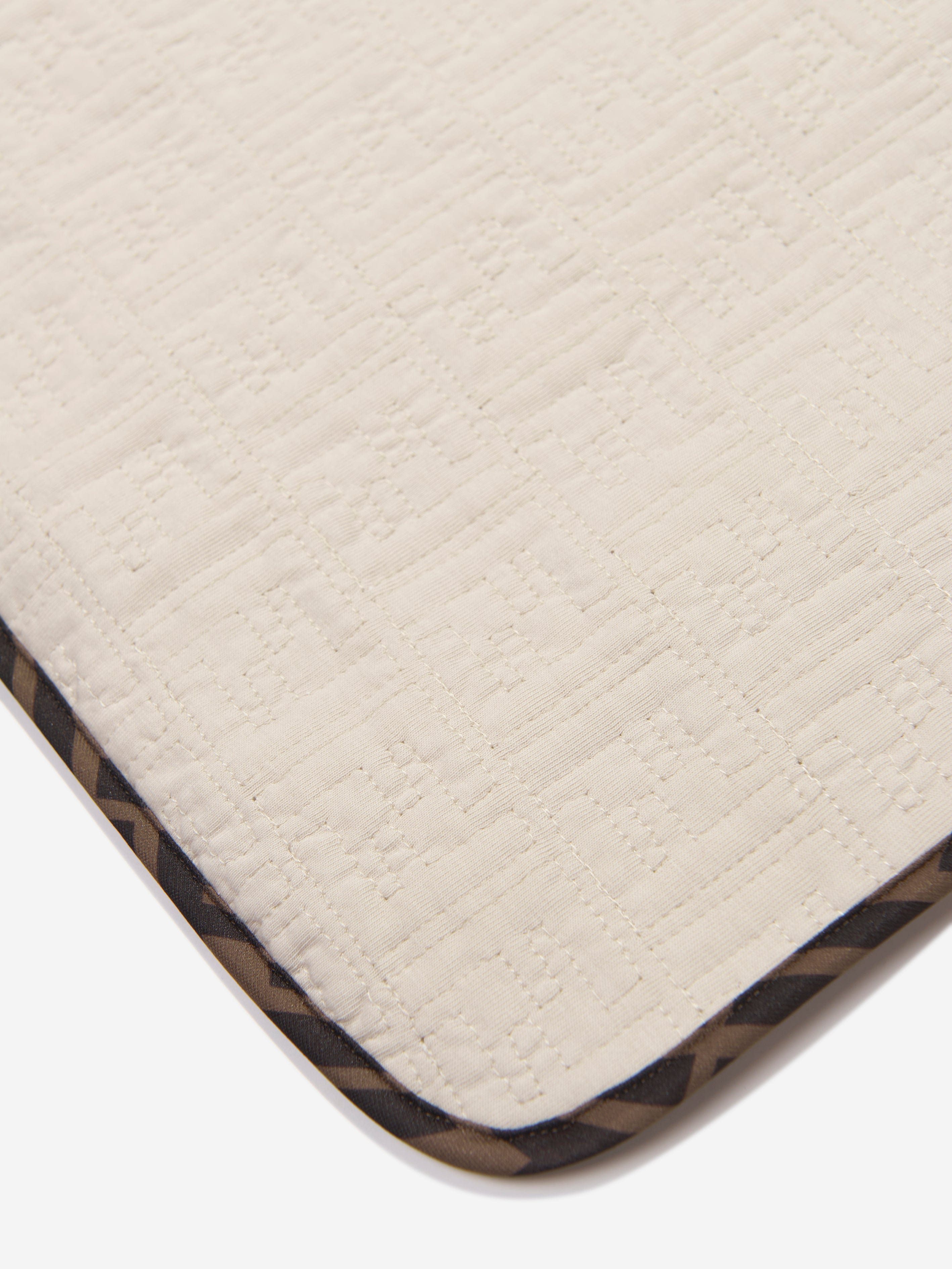 Fendi Baby Quilted Cotton Blanket in Beige Free Shipping Top Quality