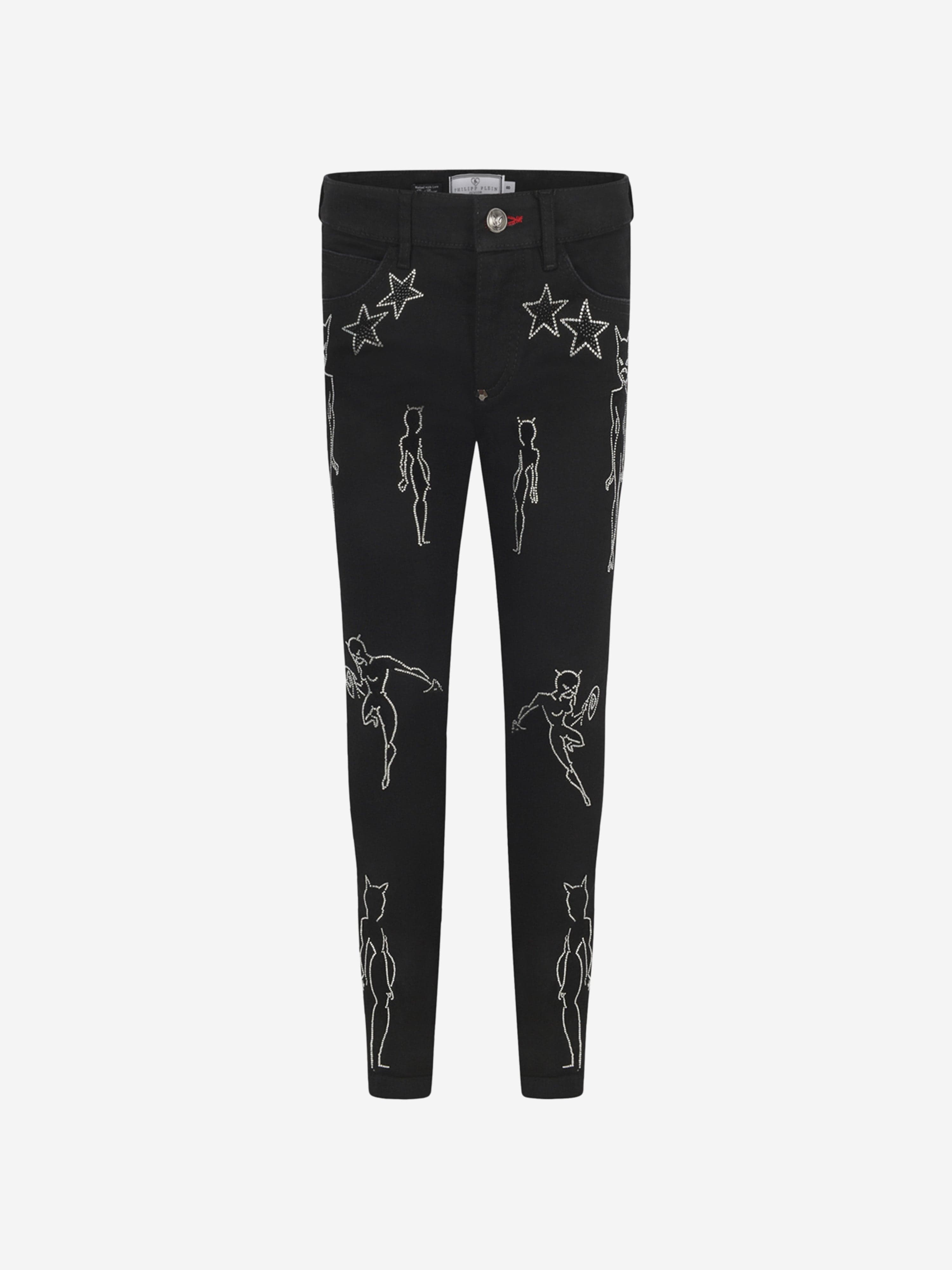 Philipp Plein Girls Diamante Cat Woman Jeans Sast For Sale