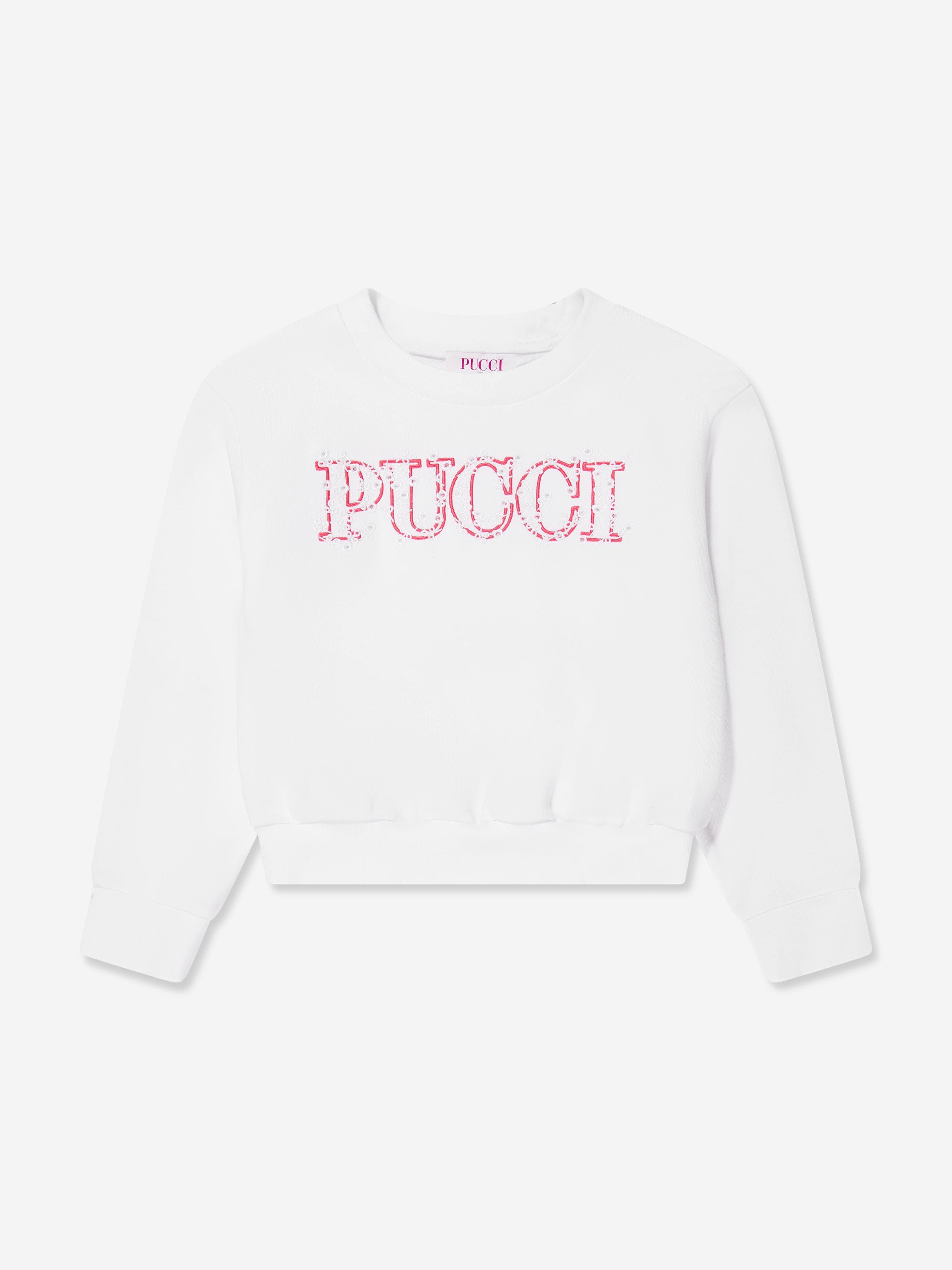 Pucci Girls Logo Sweatshirt in White Latest Collections Cheap Pice