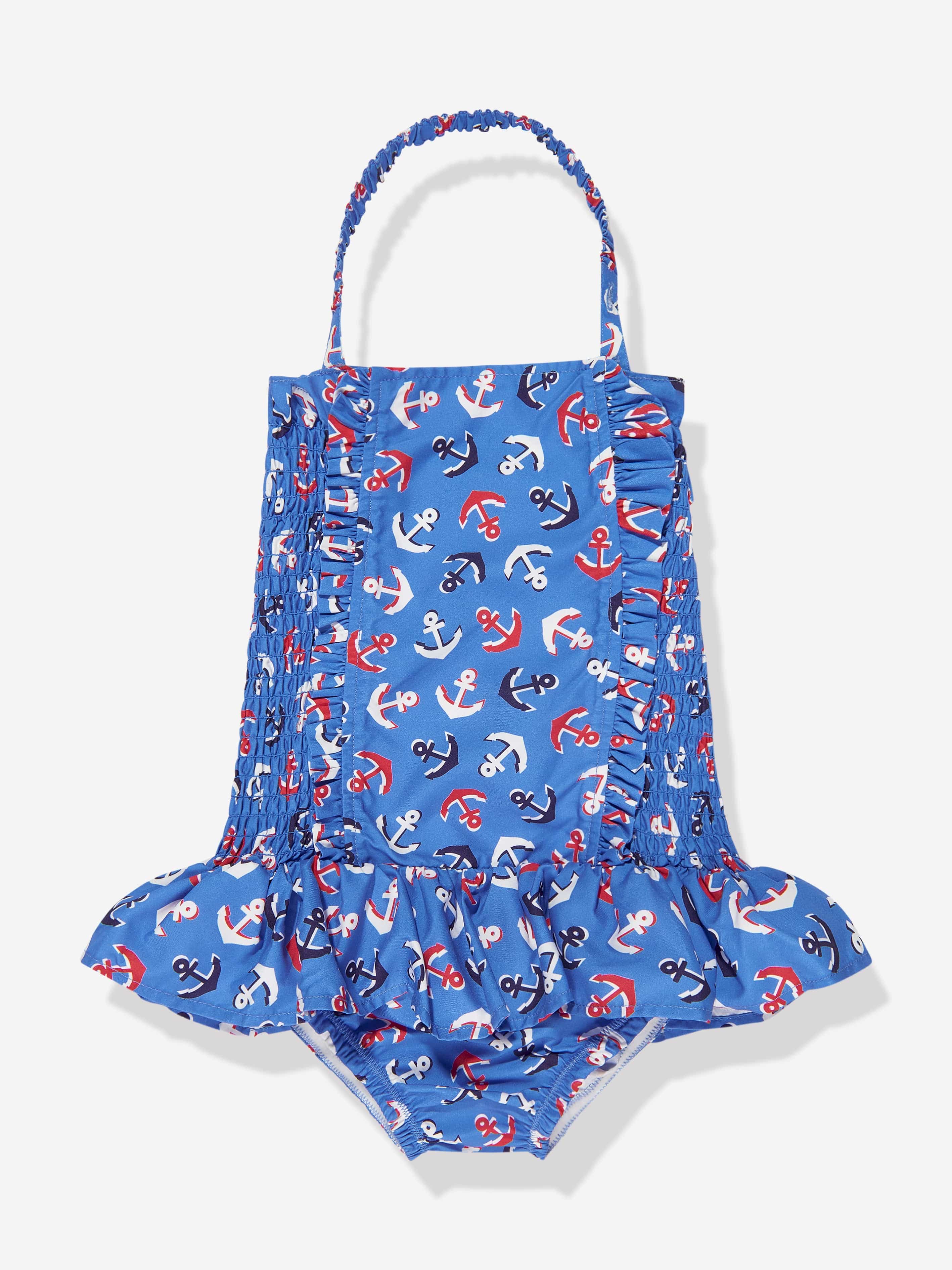 Rachel Riley Girls Anchor Ruched Swimsuit in Blue Cheap Sale Websites