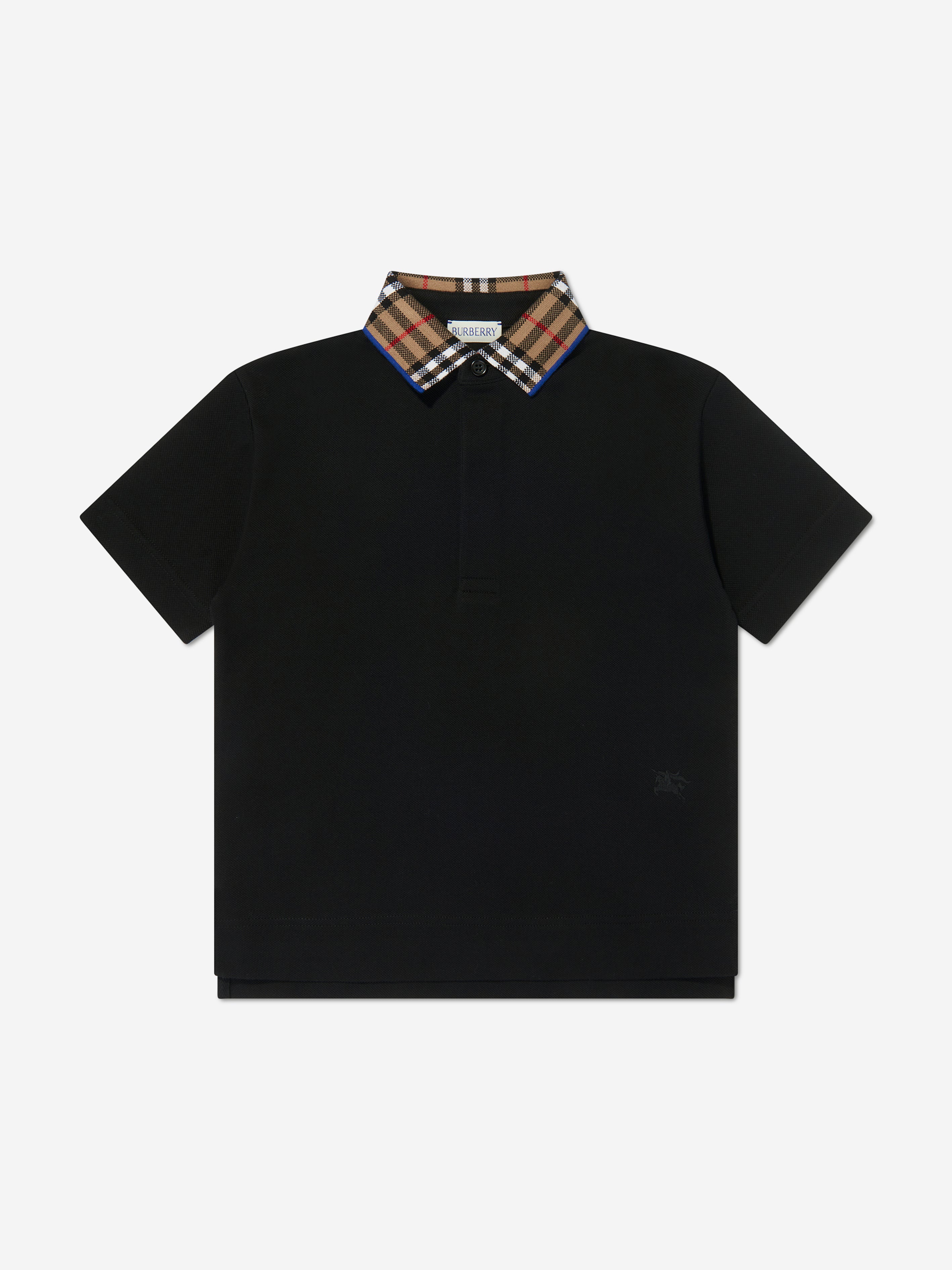Burberry Boys Check Collar Johane Polo Shirt in Black Discount Pices