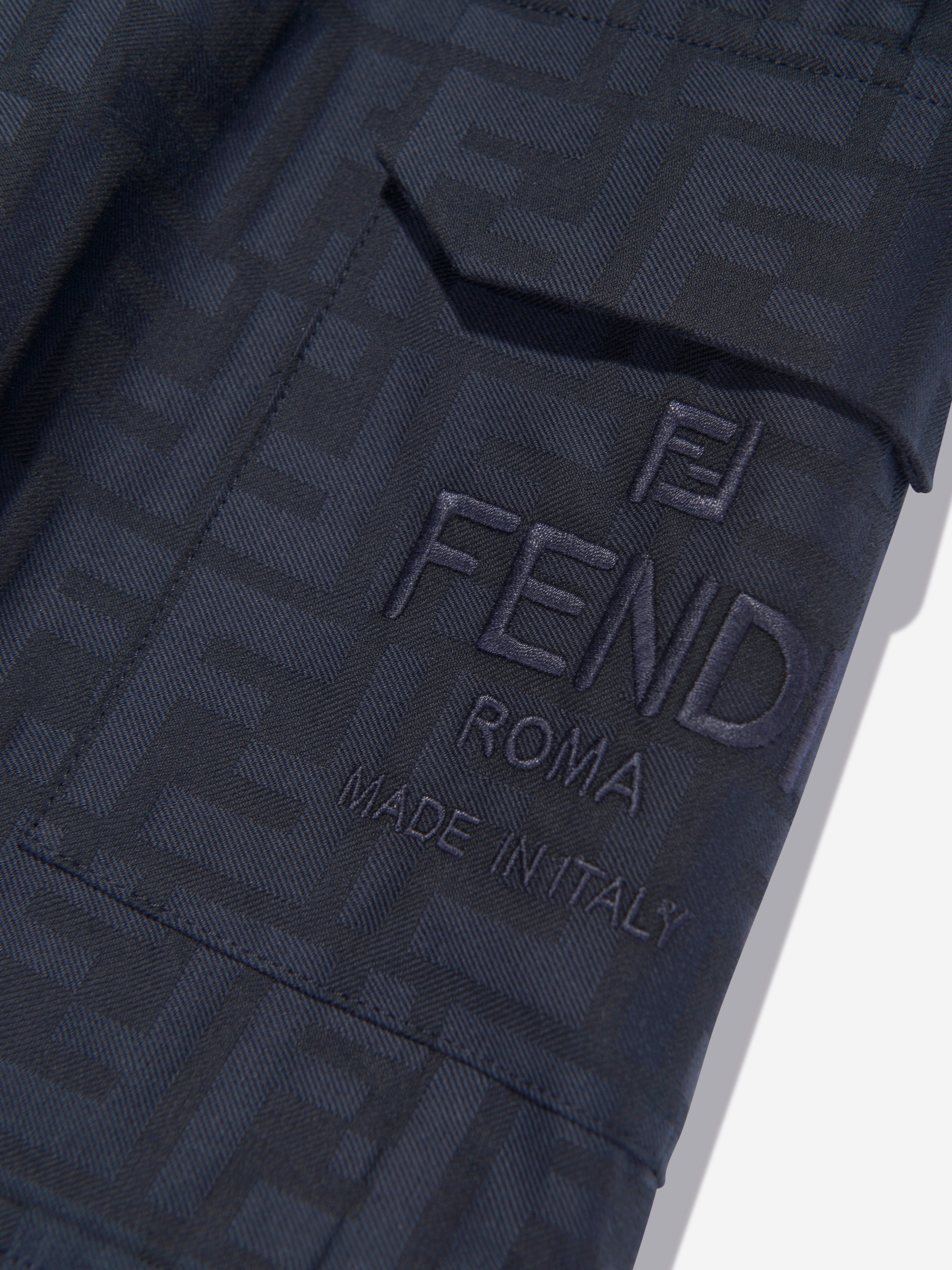 Fendi Kids FF Jacquard Cargo Trousers in Navy Extremely Cheap Pice