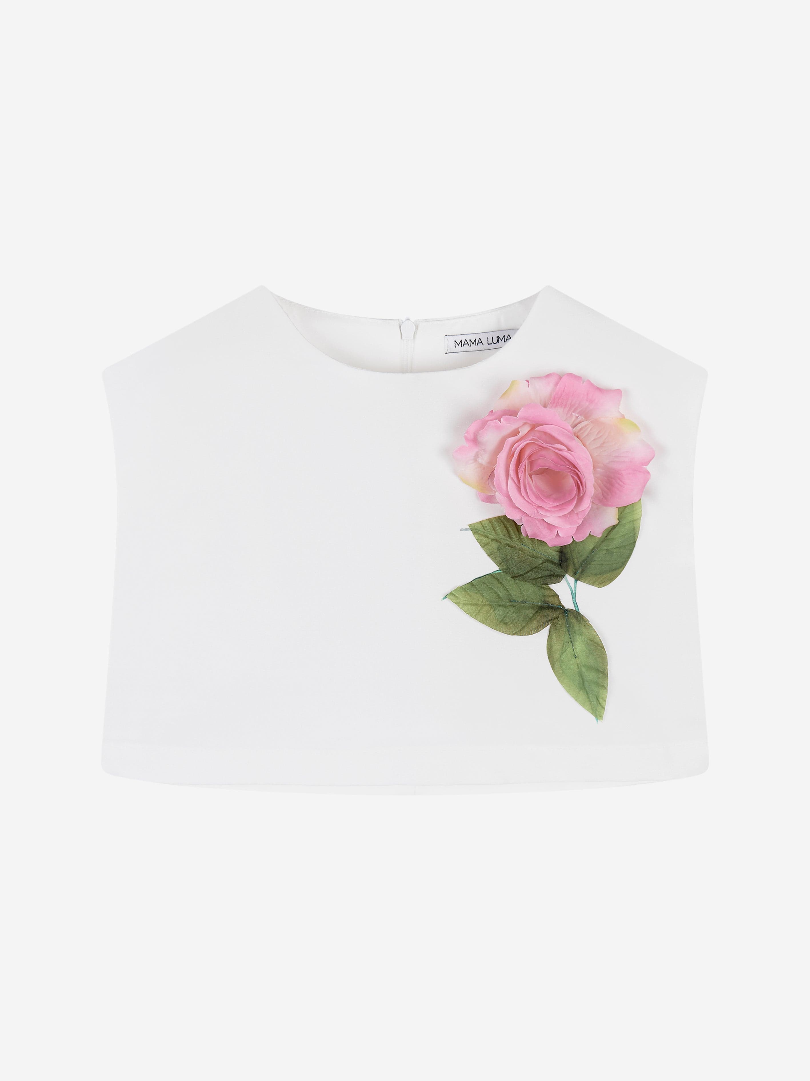 Mama Luma Girls 3D Flower Blouse in White Clearance Wholesale Pice