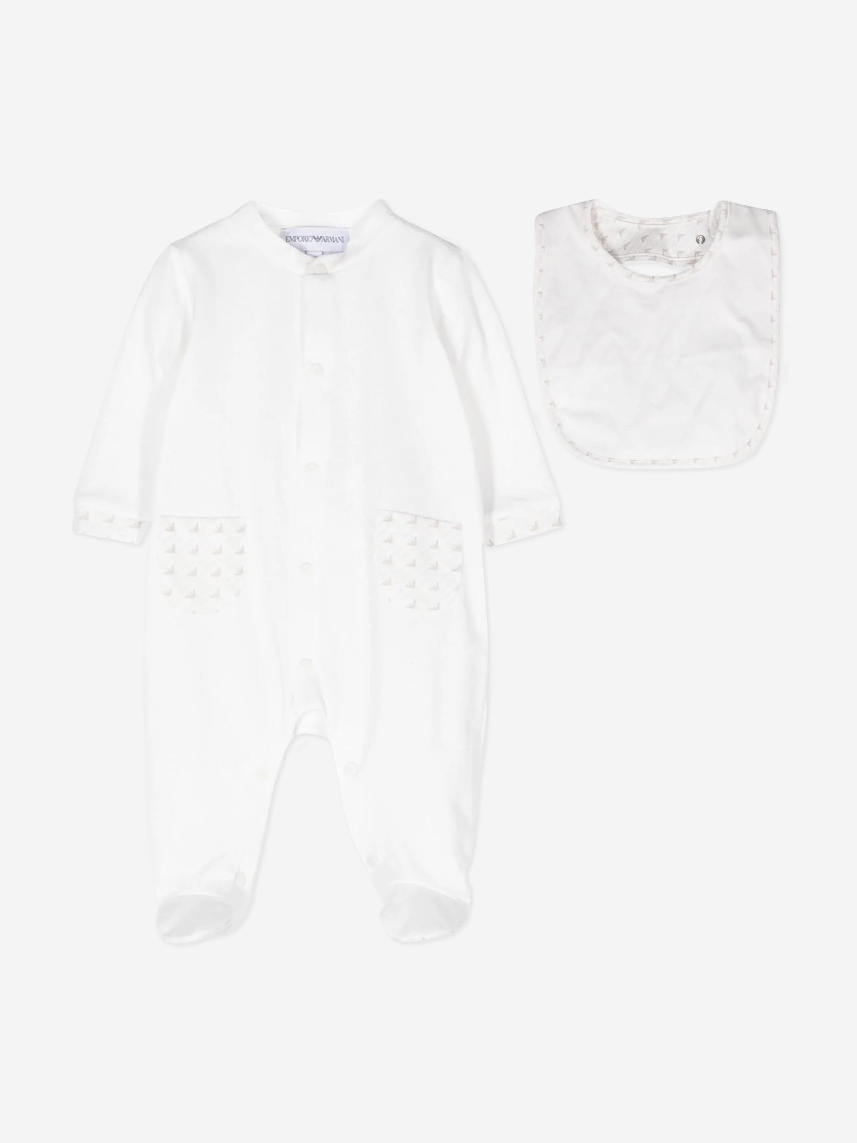 Emporio Armani Baby Logo Babygrow Gift Set in White Cheap Pice Wholesale