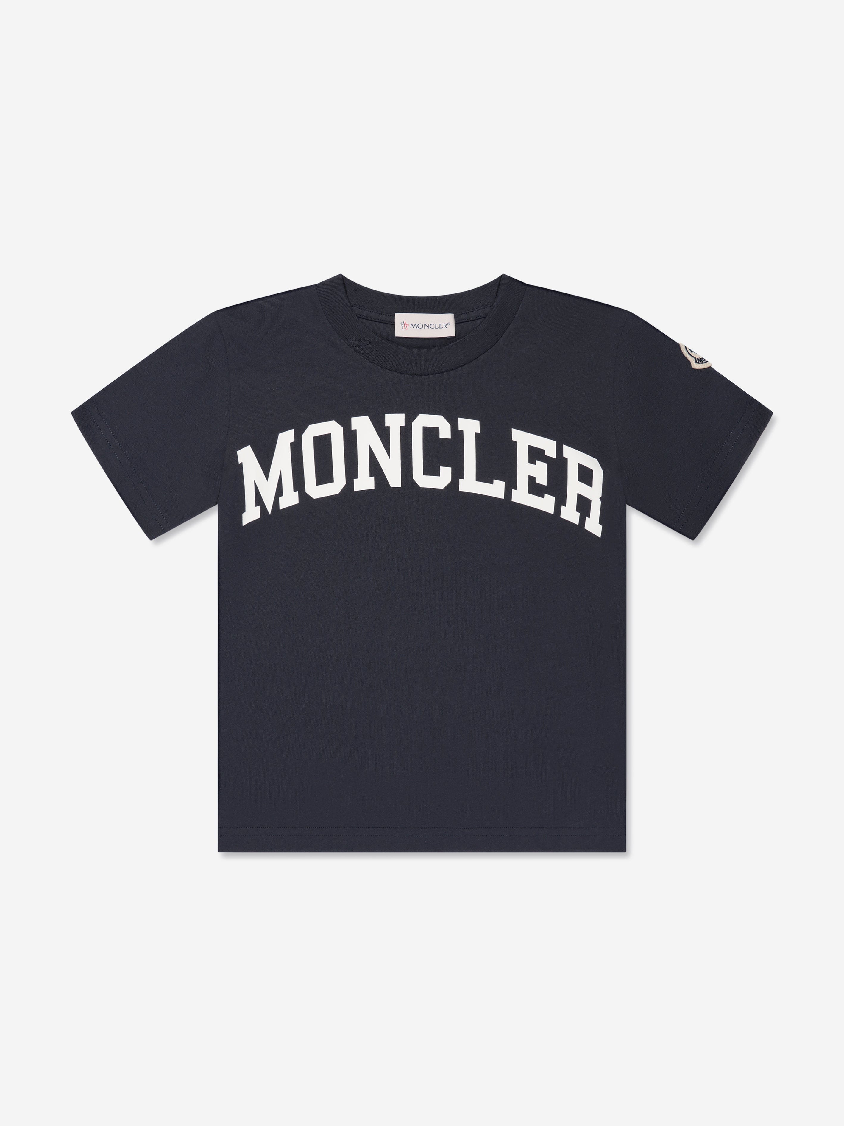 Moncler Enfant Boys Logo Print T-Shirt in Navy Sale Supply