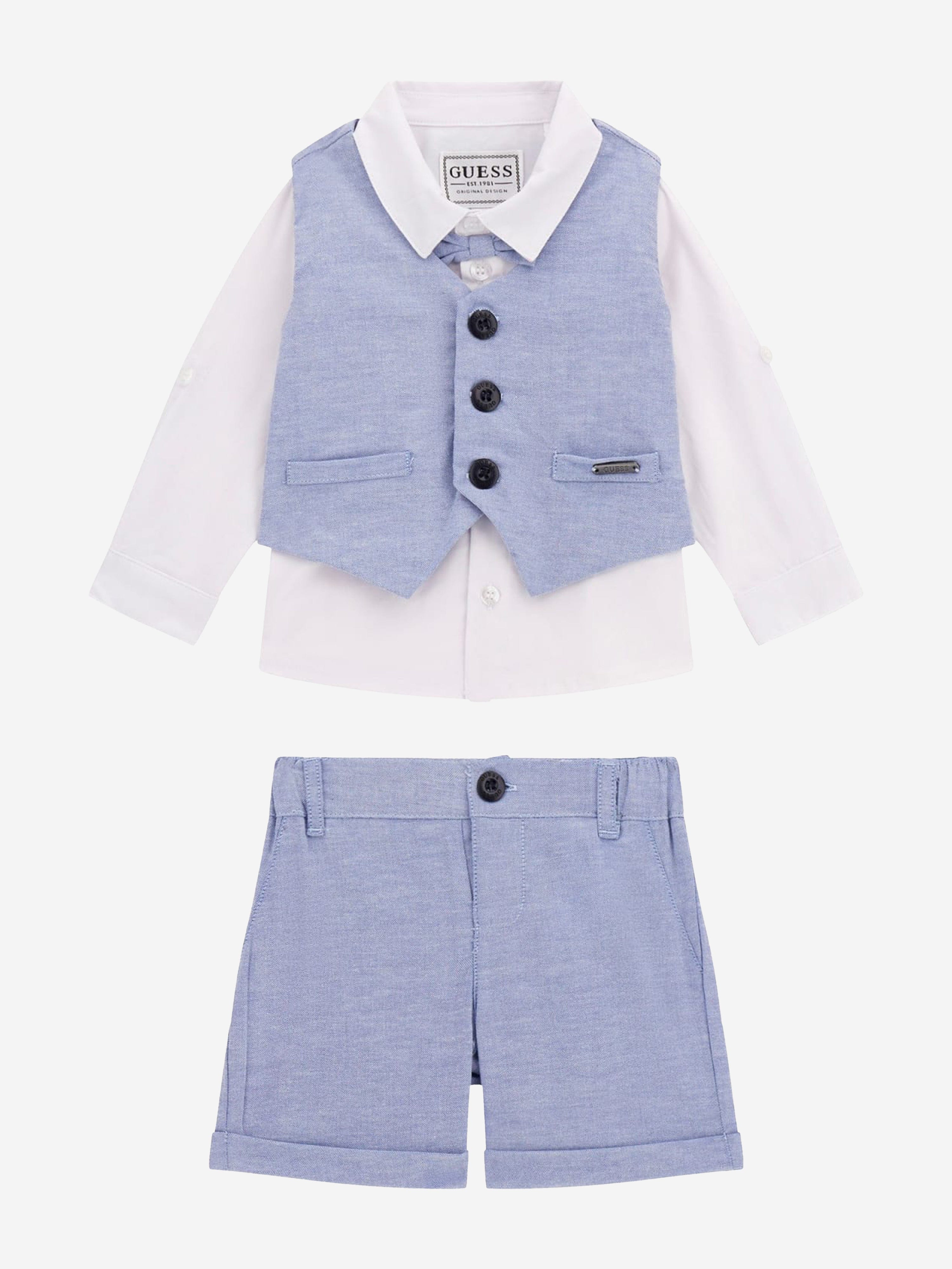 Baby Boys Short Suit Set in Blue Really Cheap