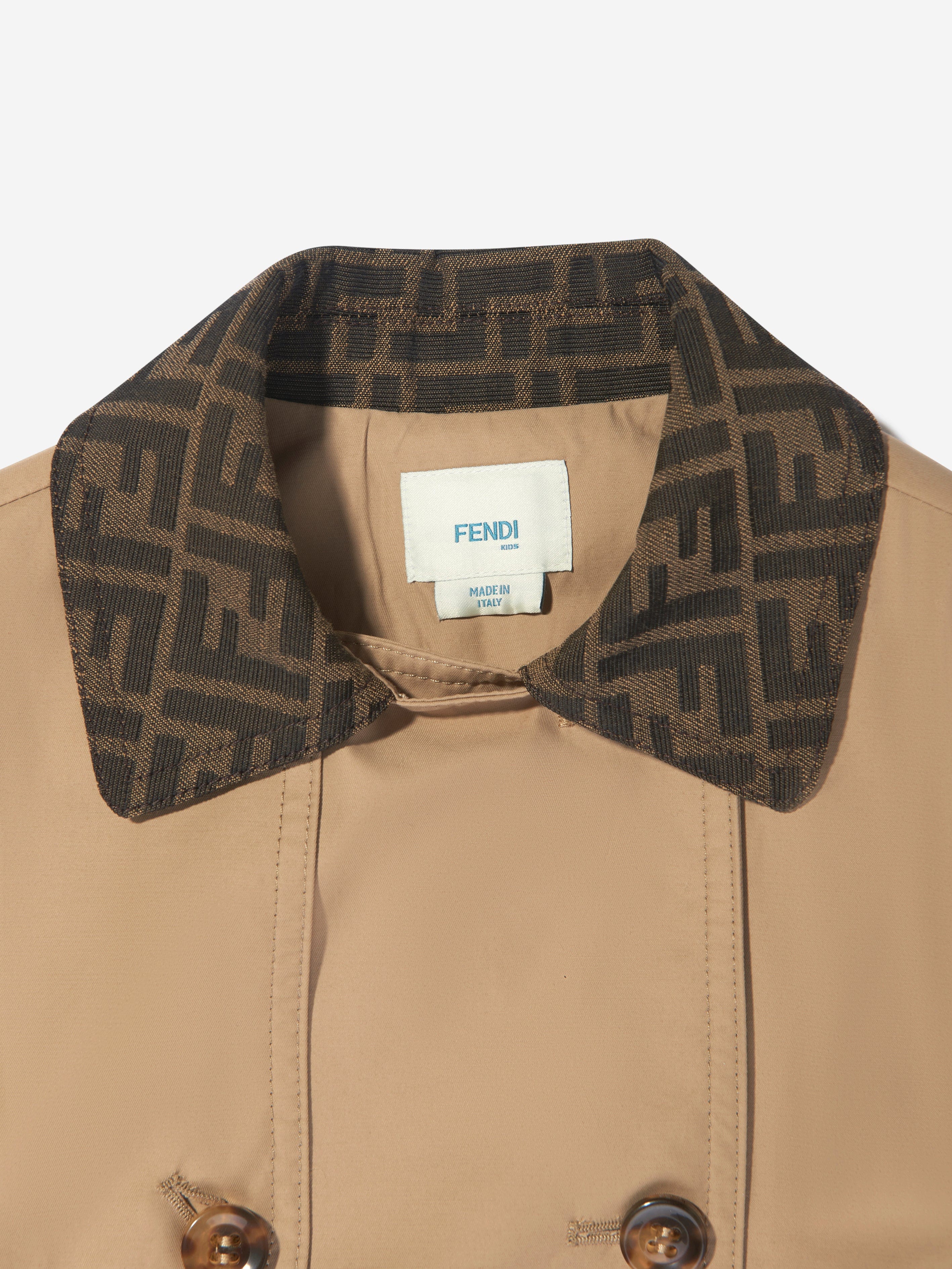 Fendi Girls FF Collar Trench Coat in Beige Outlet Footlocker Finishline