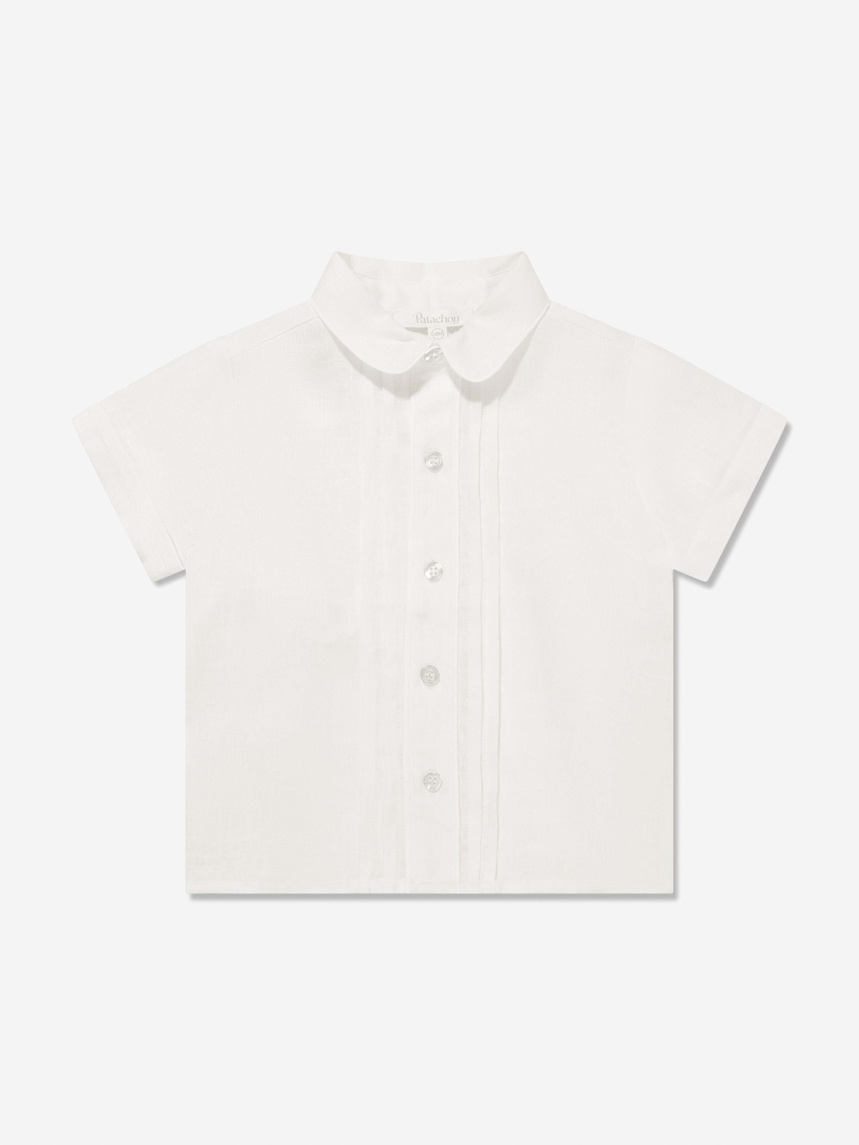 Patachou Boys Short Sleeve Linen Shirt in White Amazon For Sale