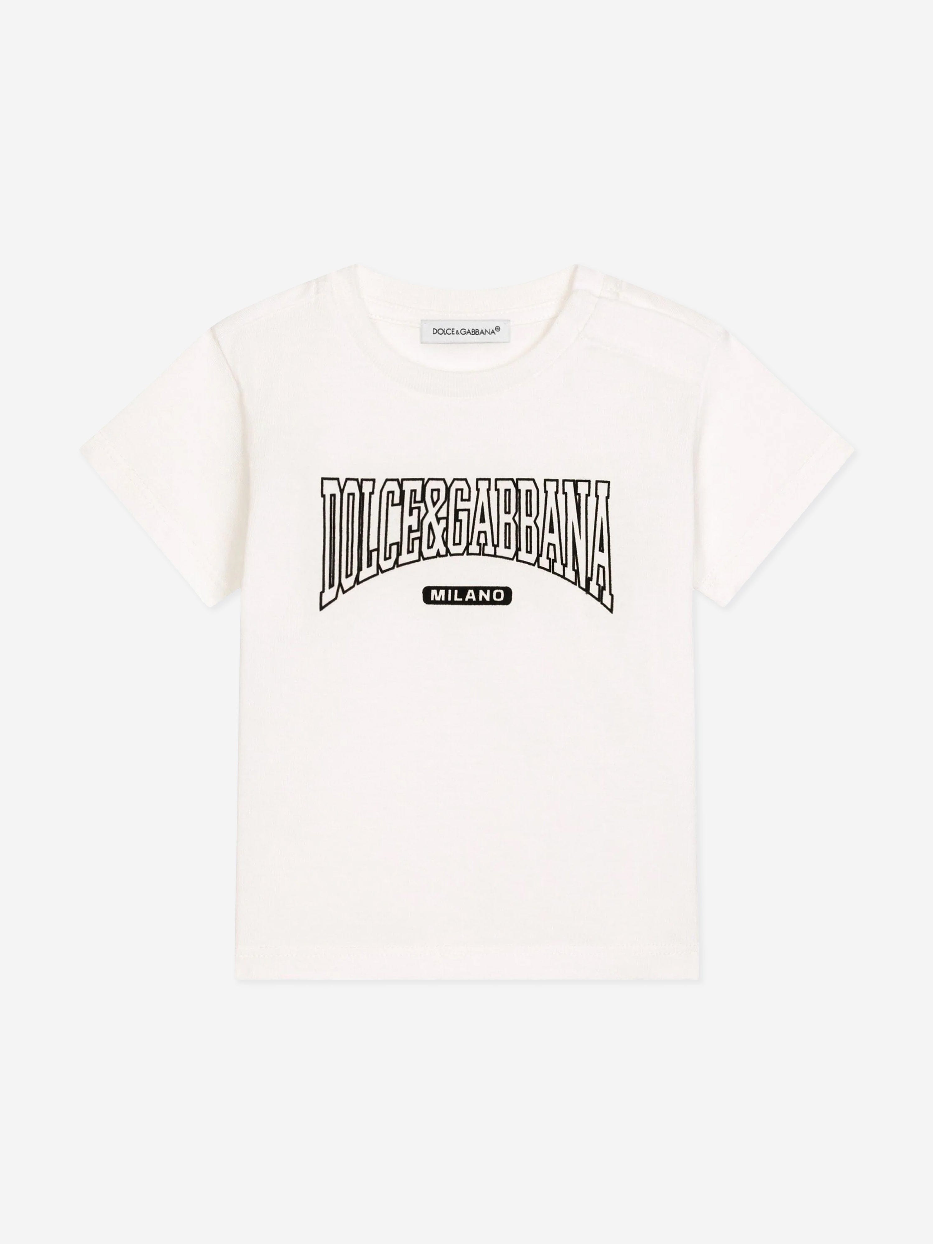 Dolce & Gabbana Baby Boys Logo T-Shirt in White Free Shipping Limited Edition