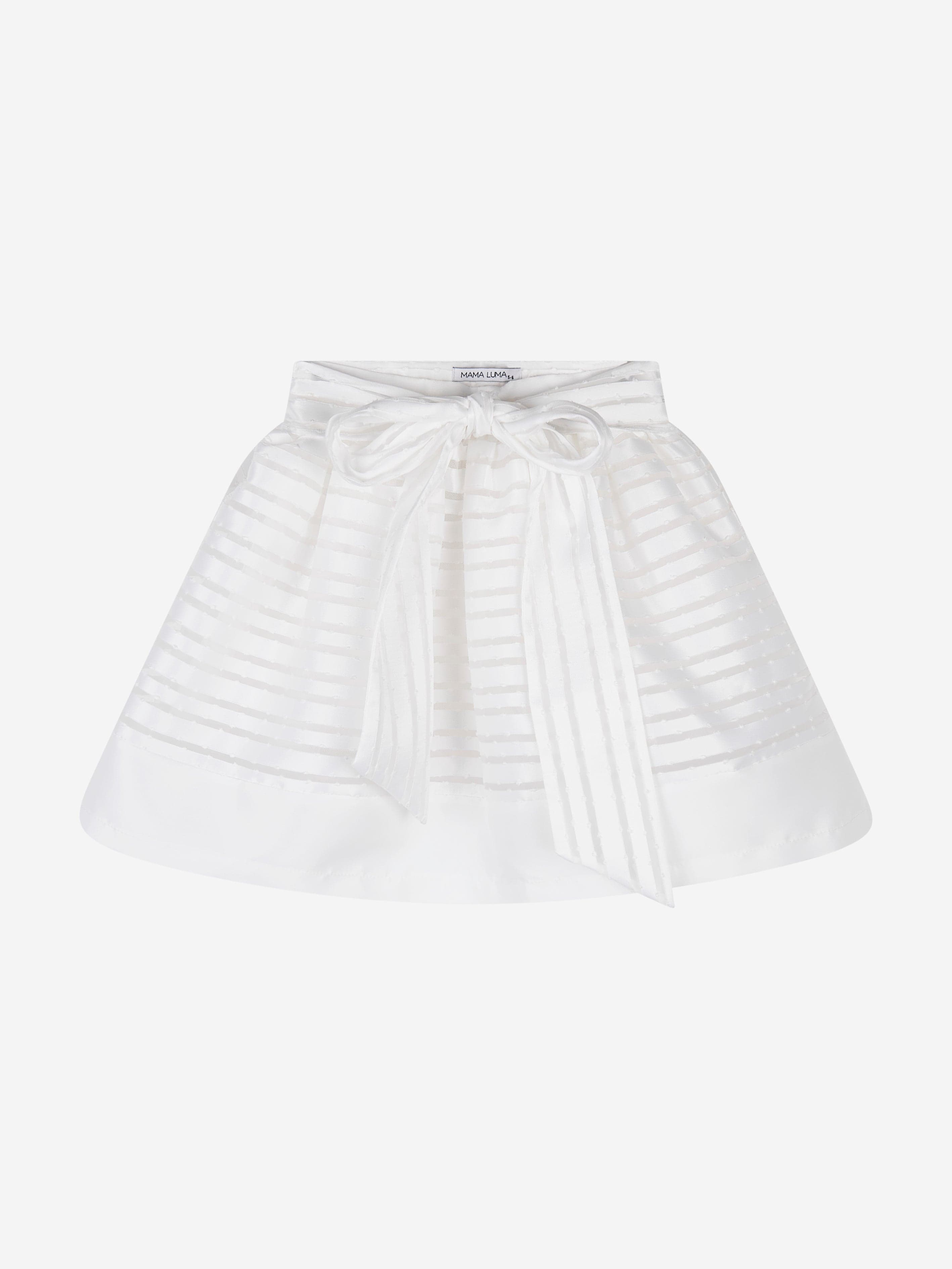 Mama Luma Girls Organza Striped Bow Skirt in White Cheapest For Sale