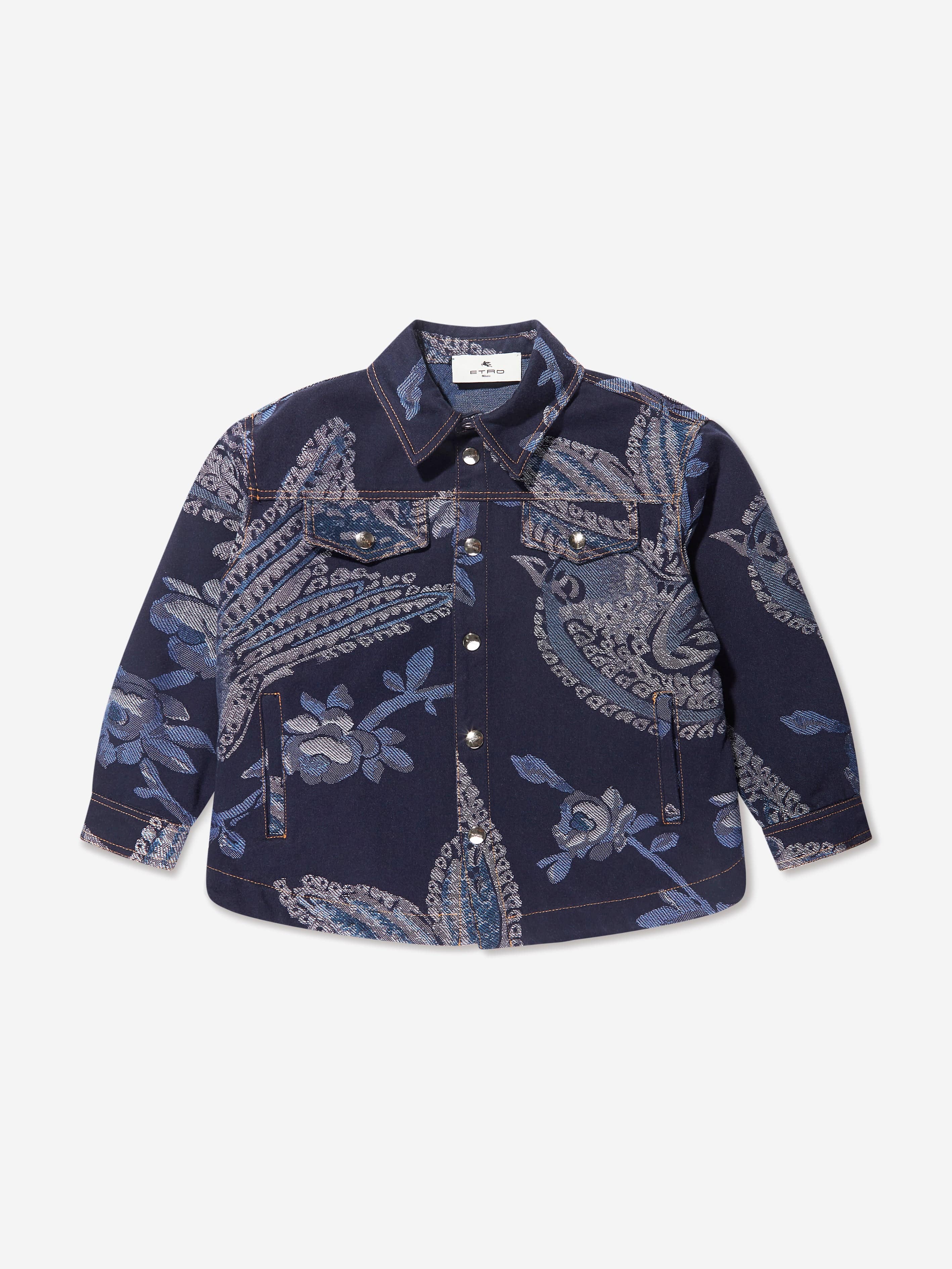 Etro Boys Jacquard Bird And Flower Jacket in Navy Clearance In China