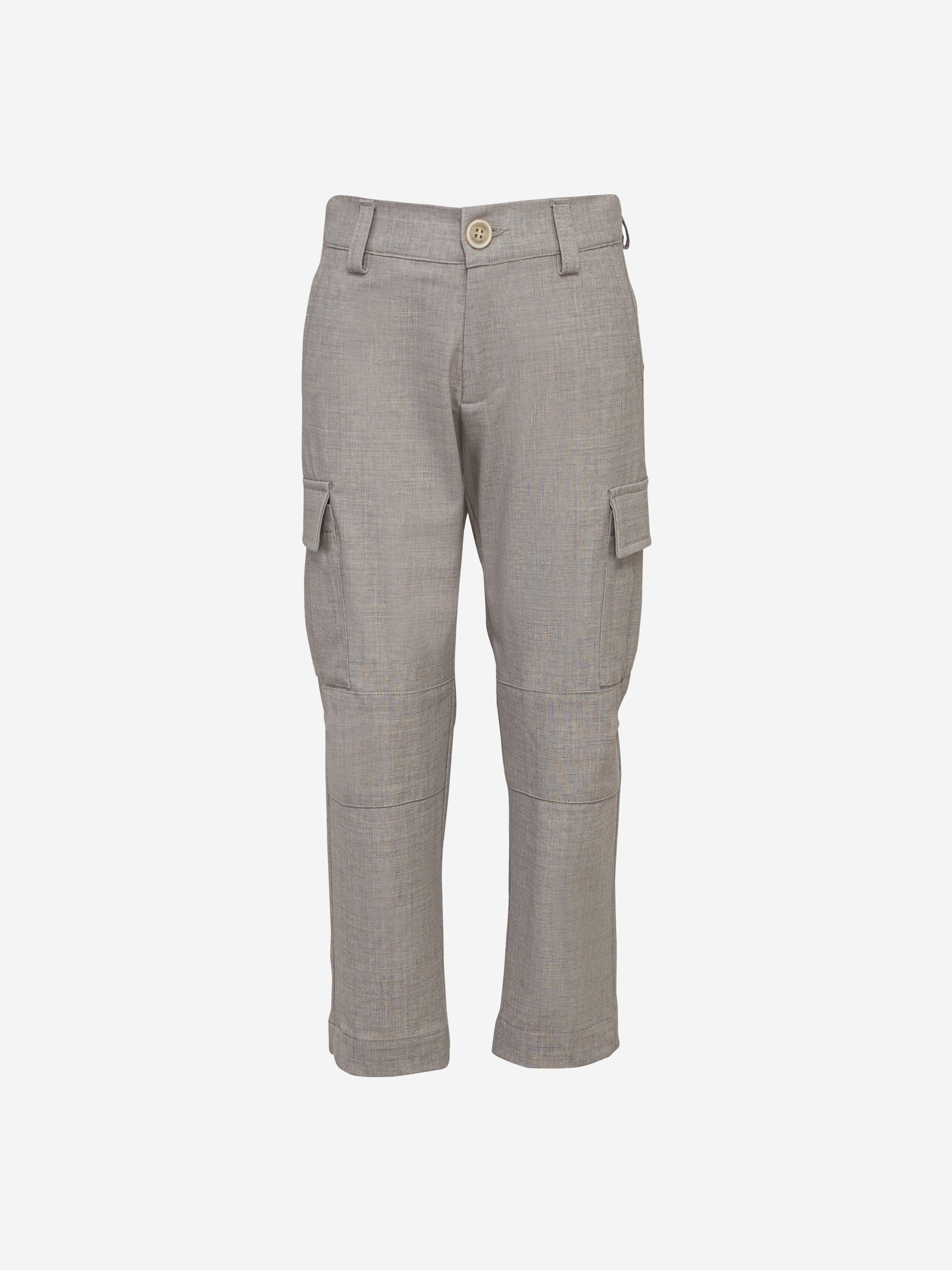 Eleventy Boys Cargo Trousers in Grey Online For Sale