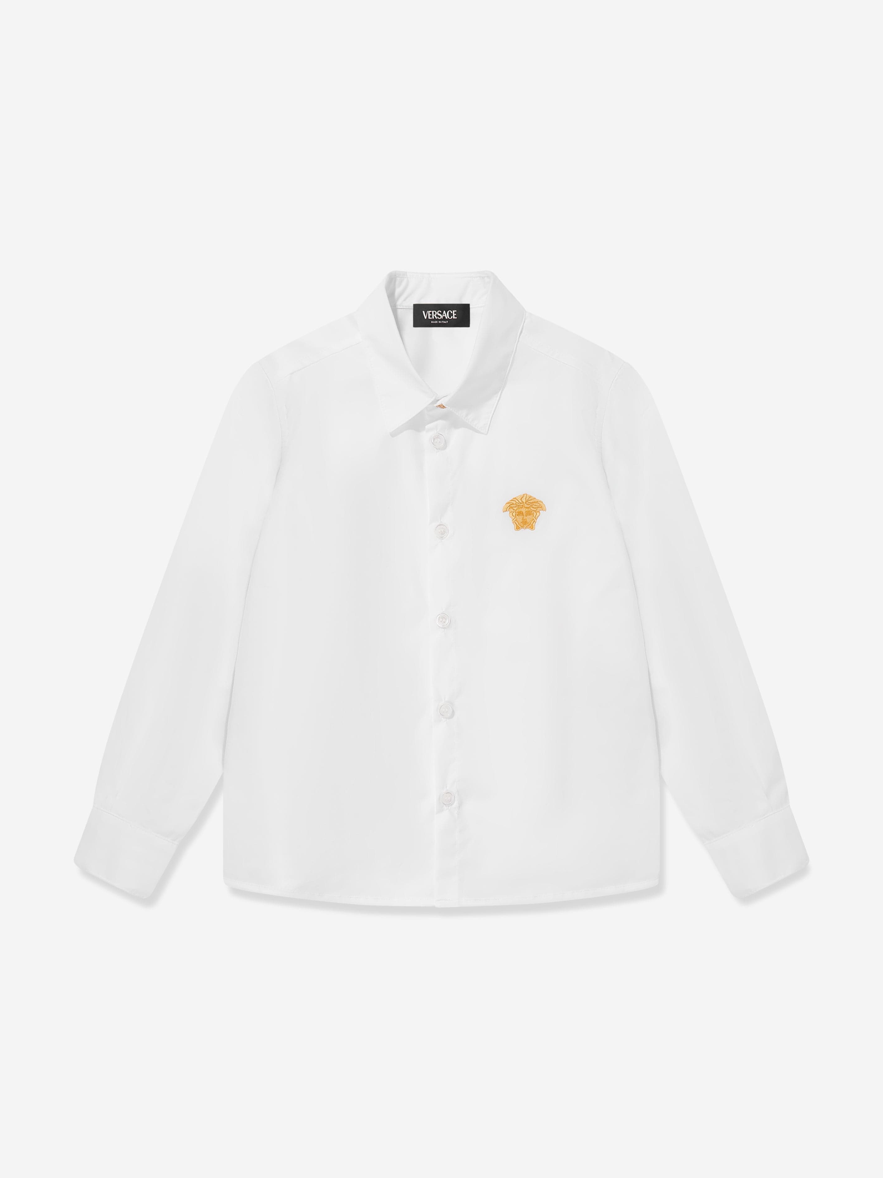 Versace Boys Medusa Logo Shirt in White Buy Cheap Release Dates