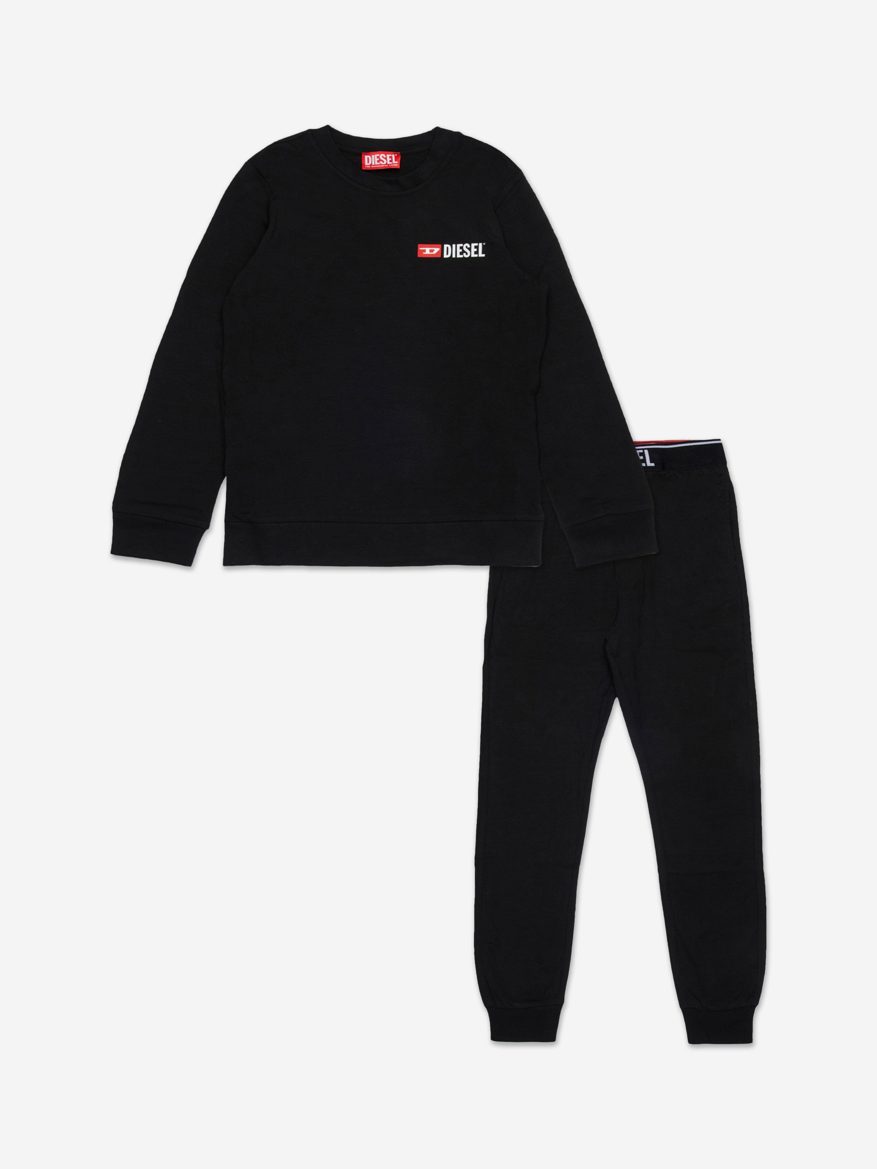 Diesel Boys Logo Pyjama Set in Black Cheap Wholesale