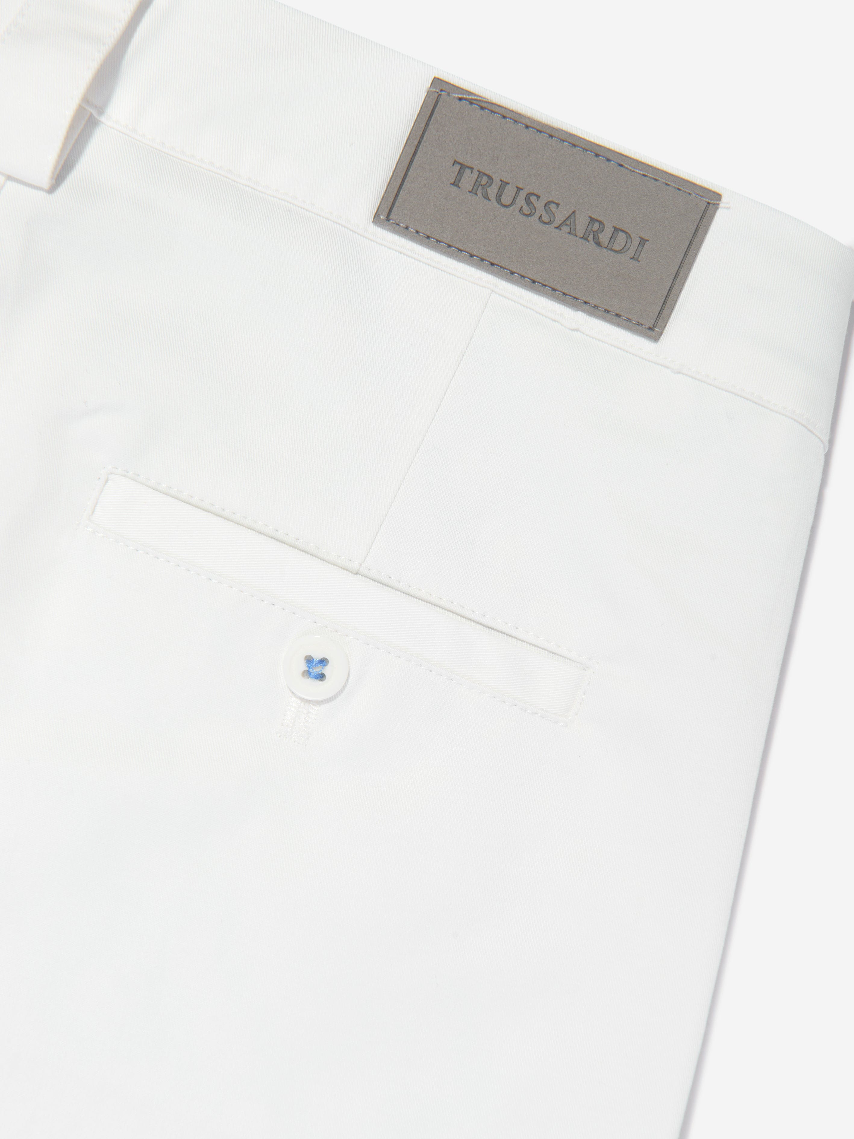 Trussardi Boys Tofinuo Logo Trousers in White Release Dates