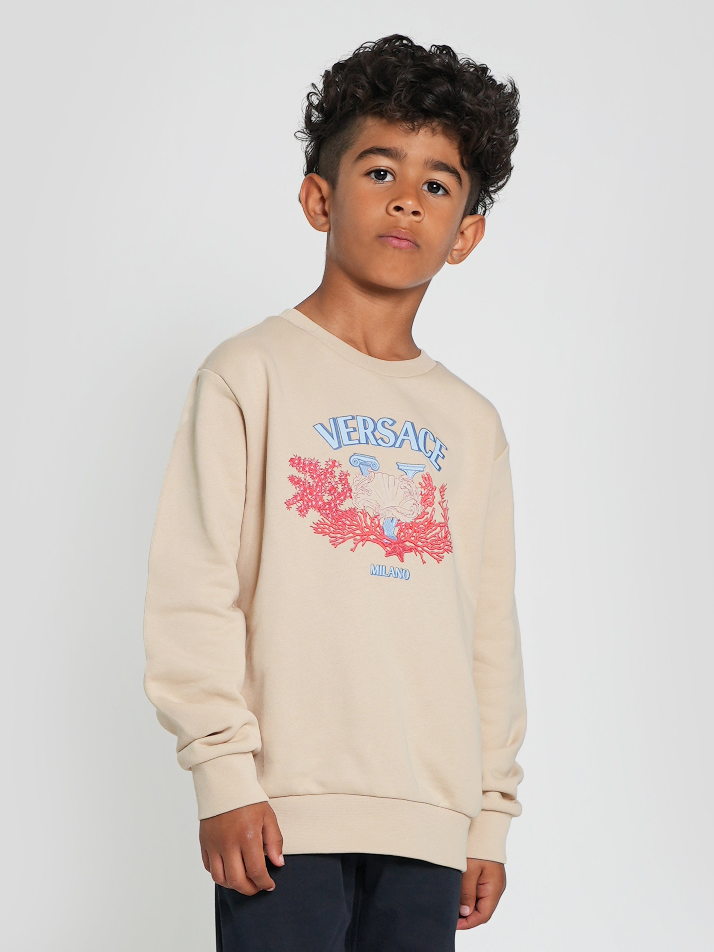 Versace Boys Logo Sweatshirt in Beige Countdown Package Cheap Pice