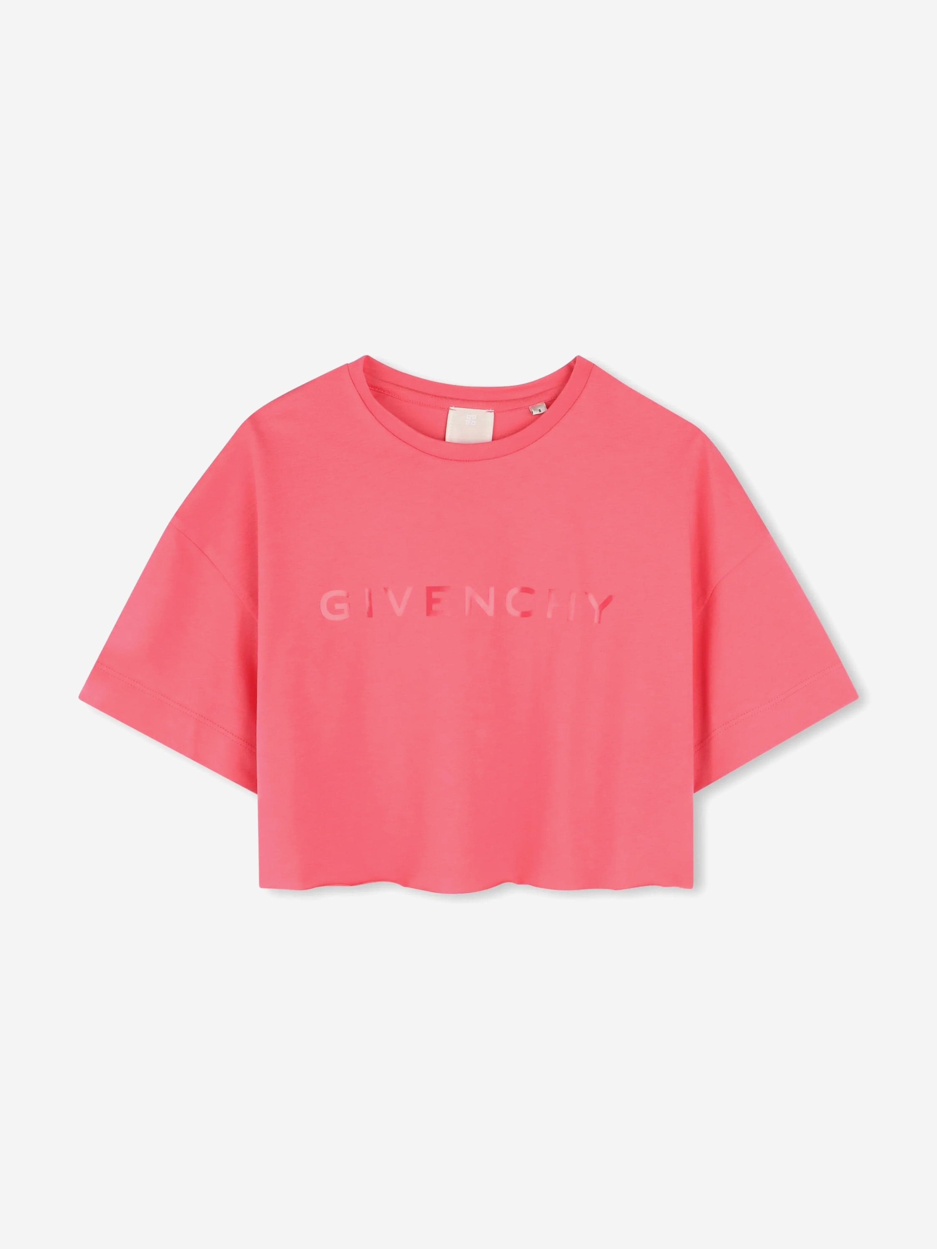 Girls Cropped Logo T-Shirt in Pink Cheap Sale Huge Surprise