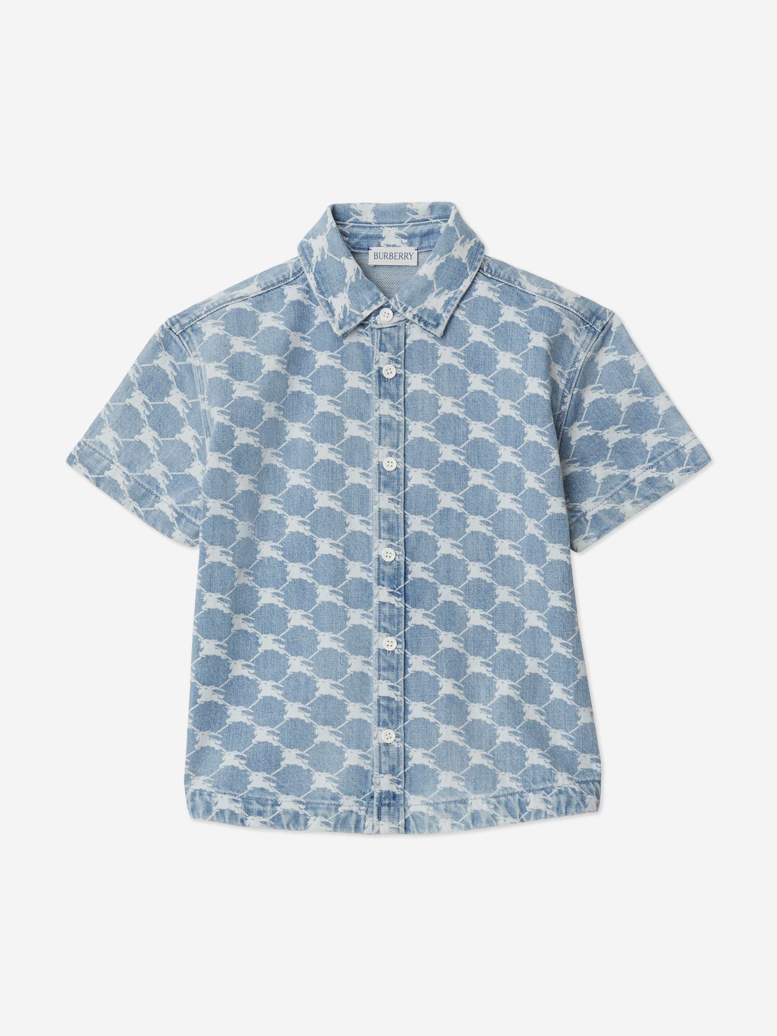 Burberry Boys Short Sleeve Alan Shirt in Blue Clearance Buy