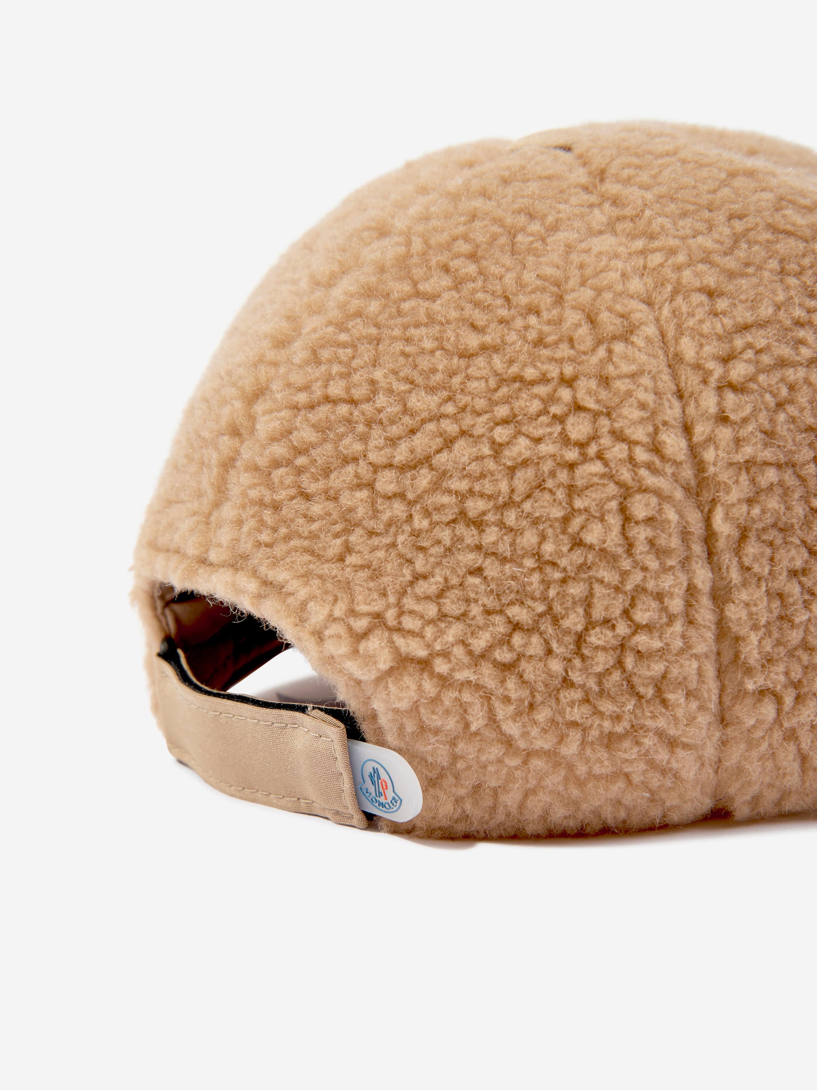 Moncler Enfant Boys Fleece Logo Baseball Cap in Beige Cheap Geniue Stockist