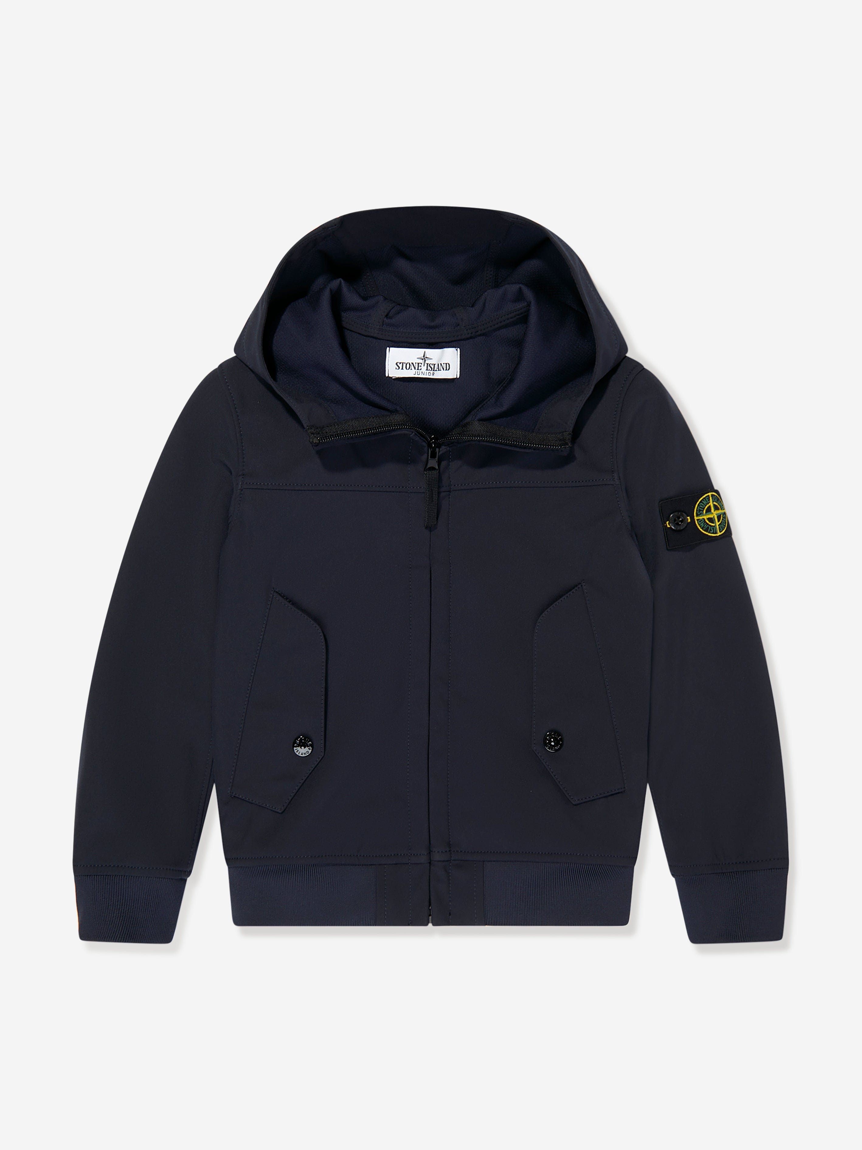Stone Island Boys Hooded Zip Up Jacket in Navy Best Pices Sale Online