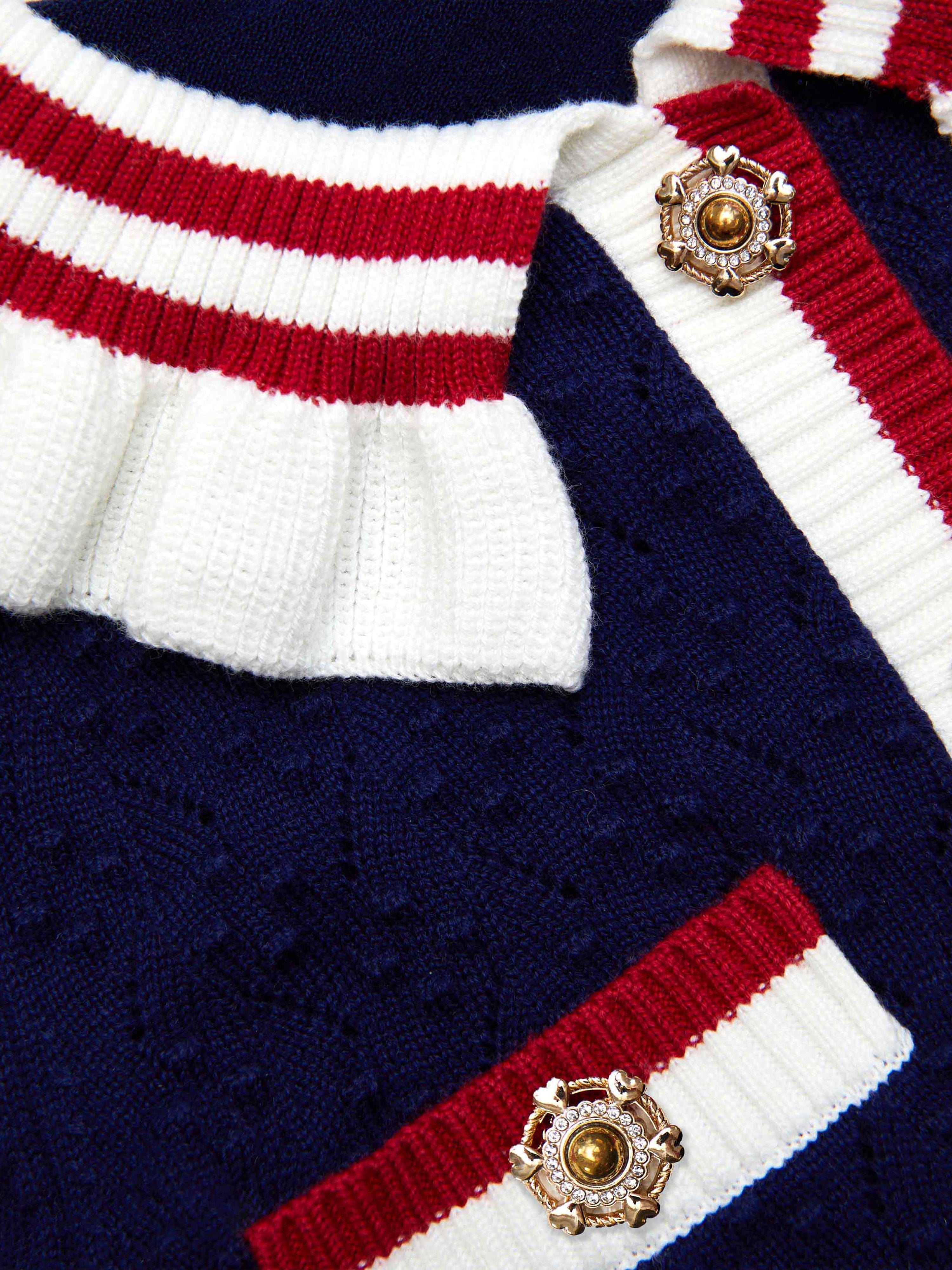 Girls Textured Knit Dress in Navy Cheap Sale Best Wholesale