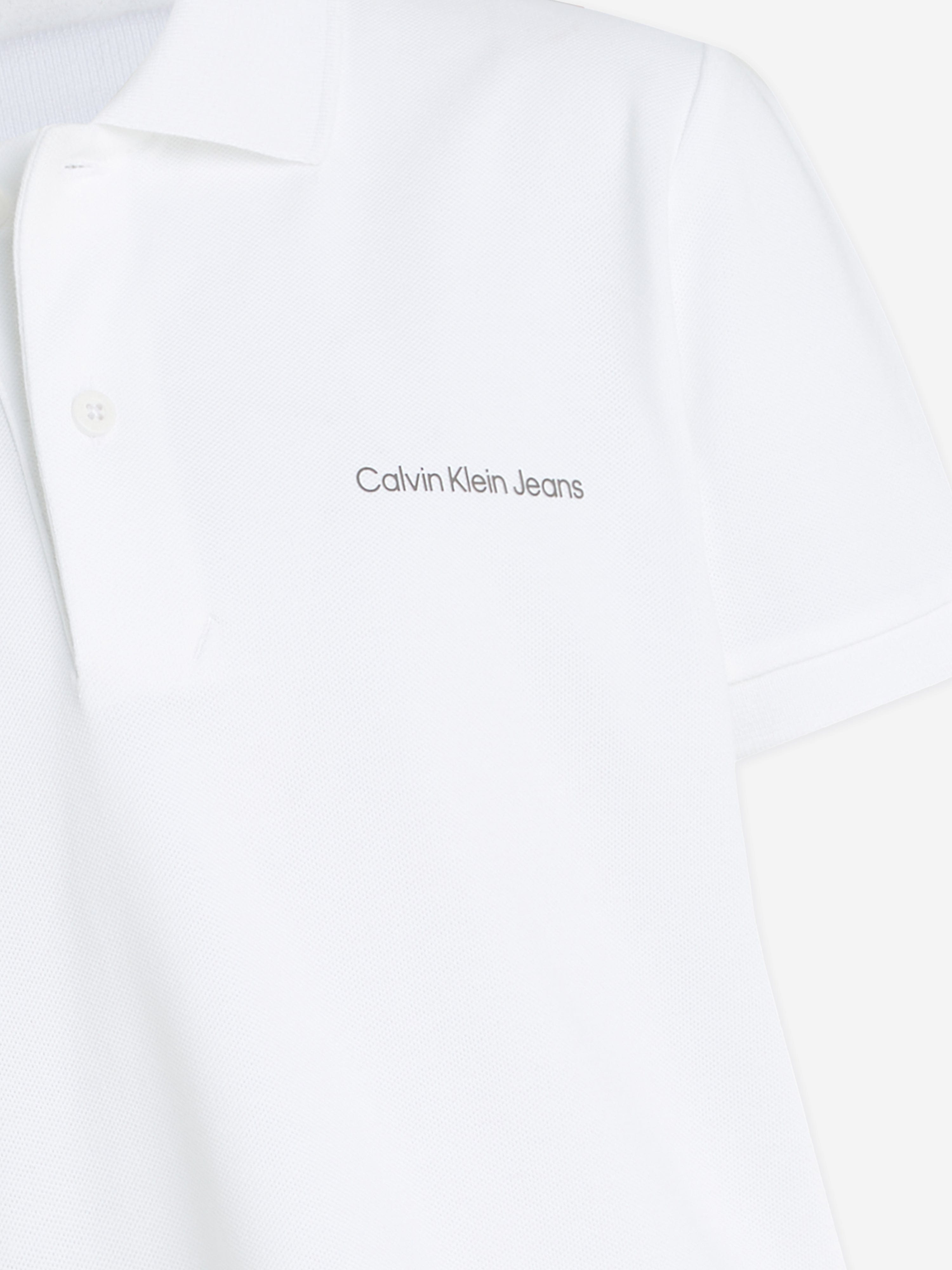 Calvin Klein Boys Minimalistic Logo Polo Shirt in White Sale Huge Surprise