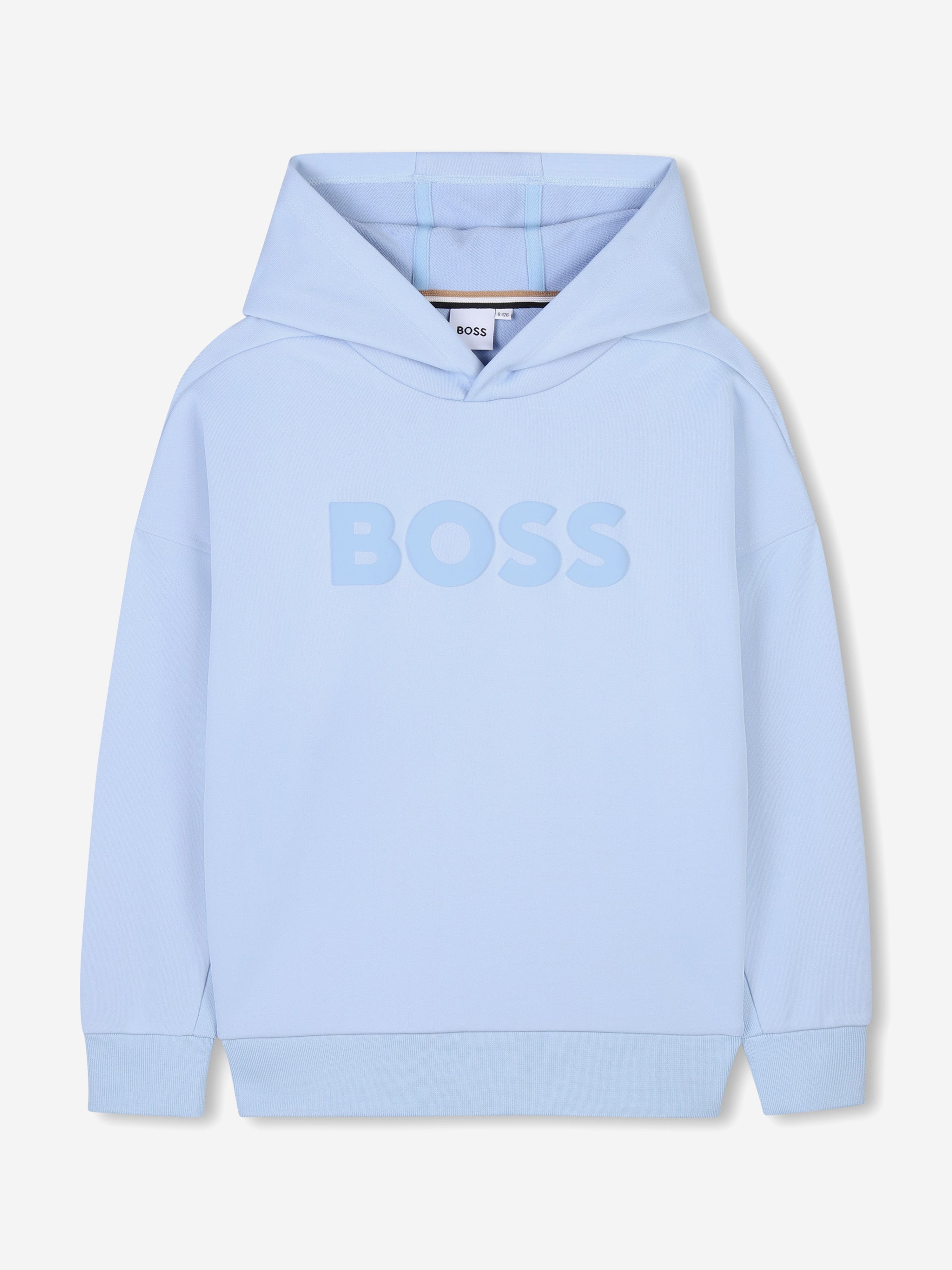 BOSS Boys Logo Print Hoodie in Blue Cheap Sale Enjoy