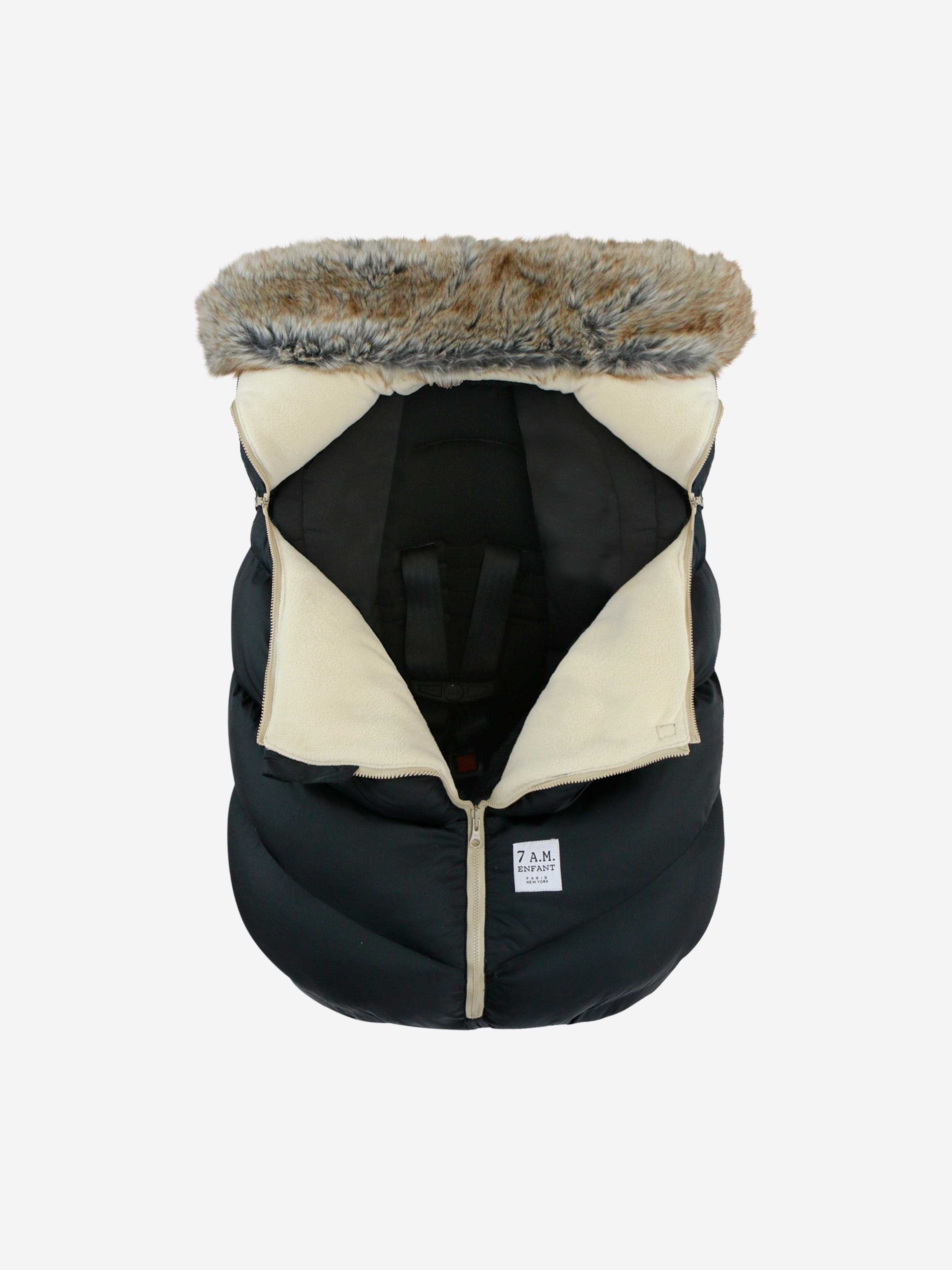 7AM Enfant Baby Car Seat Cocoon Faux Fur-Tundra in Black Best Pices Cheap Pice