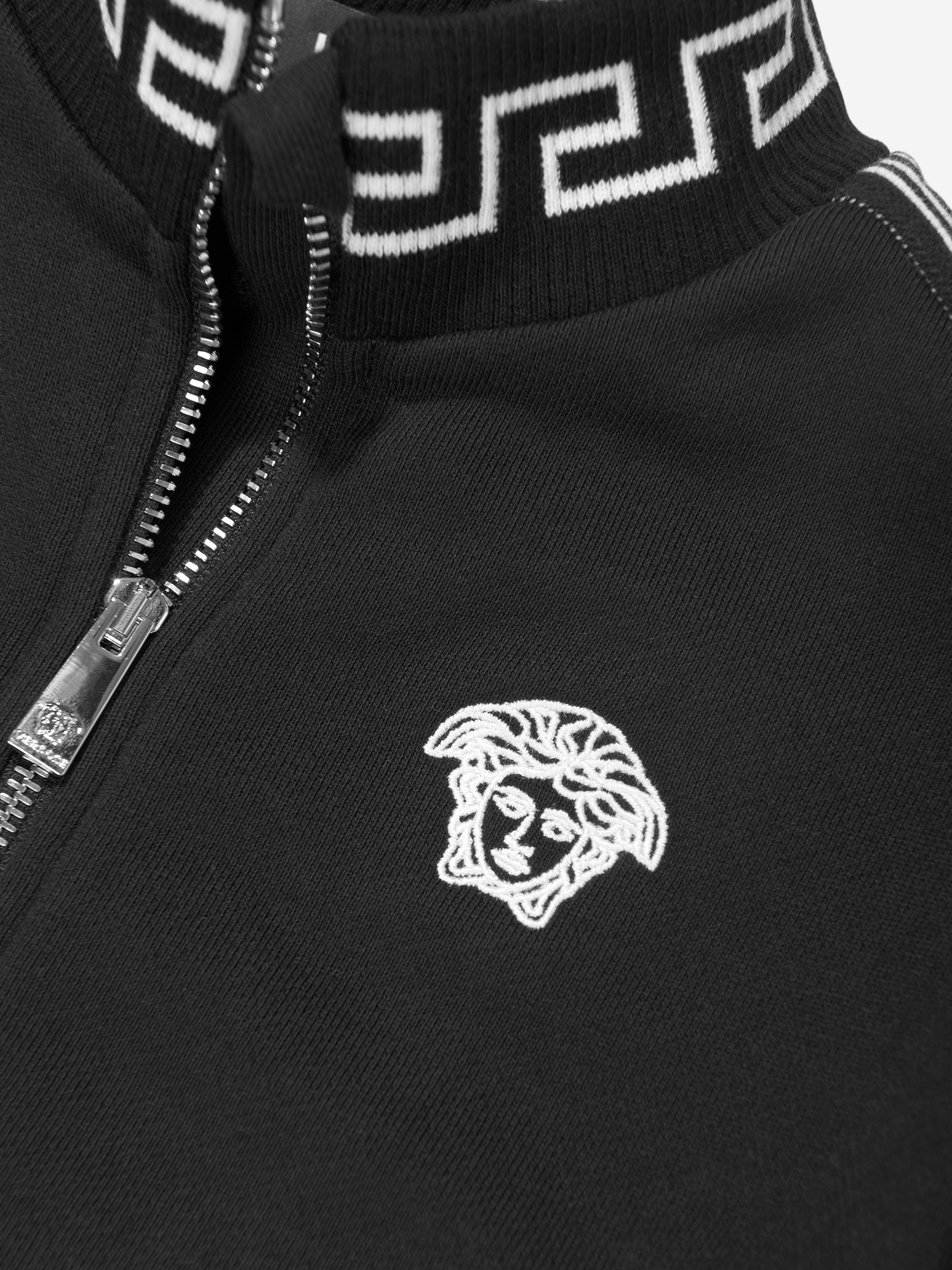 Versace Boys Medusa Logo Zip Up Top in Black Extremely For Sale
