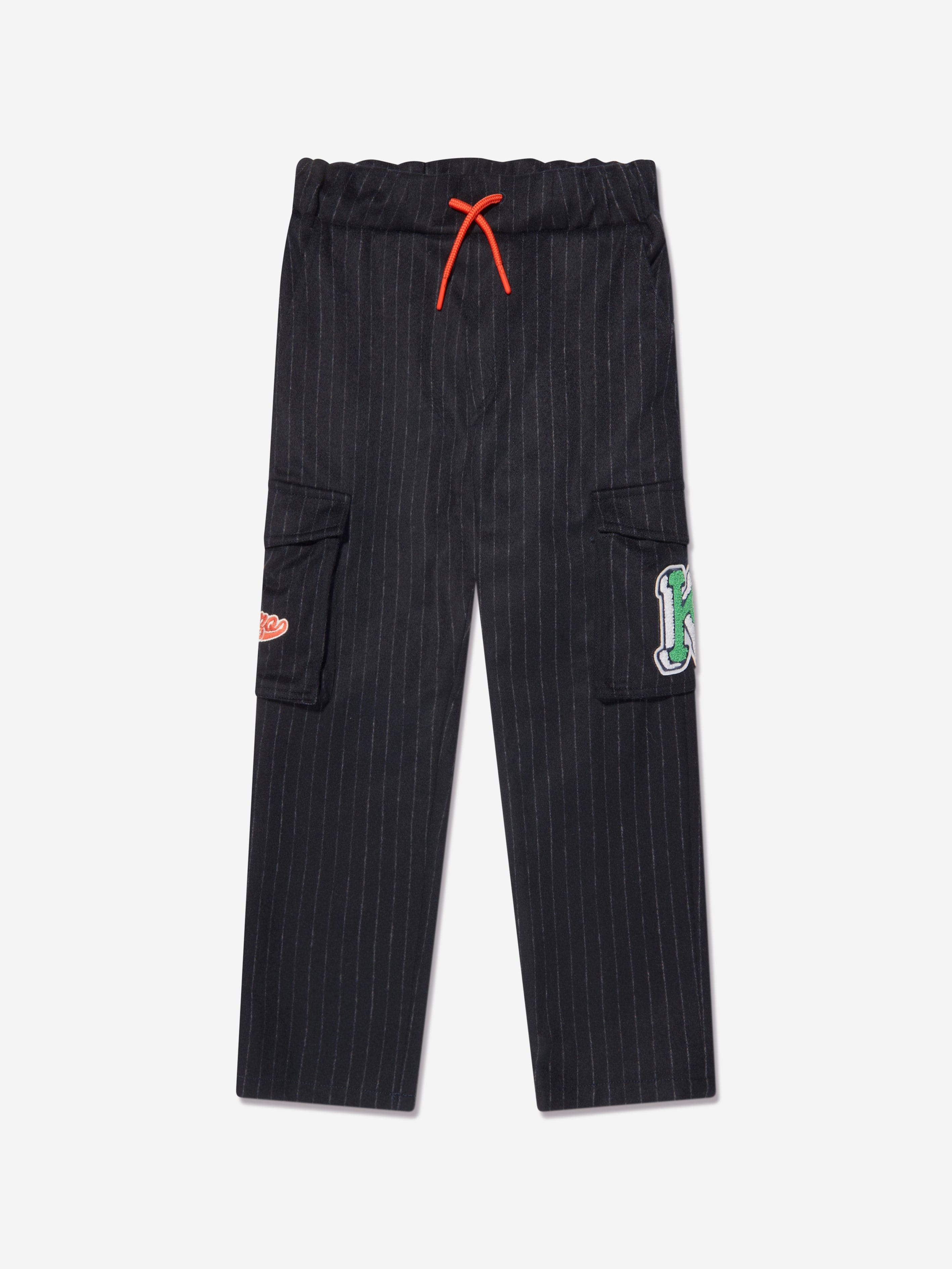KENZO Boys Striped Cargo Trousers in Navy Discount Online