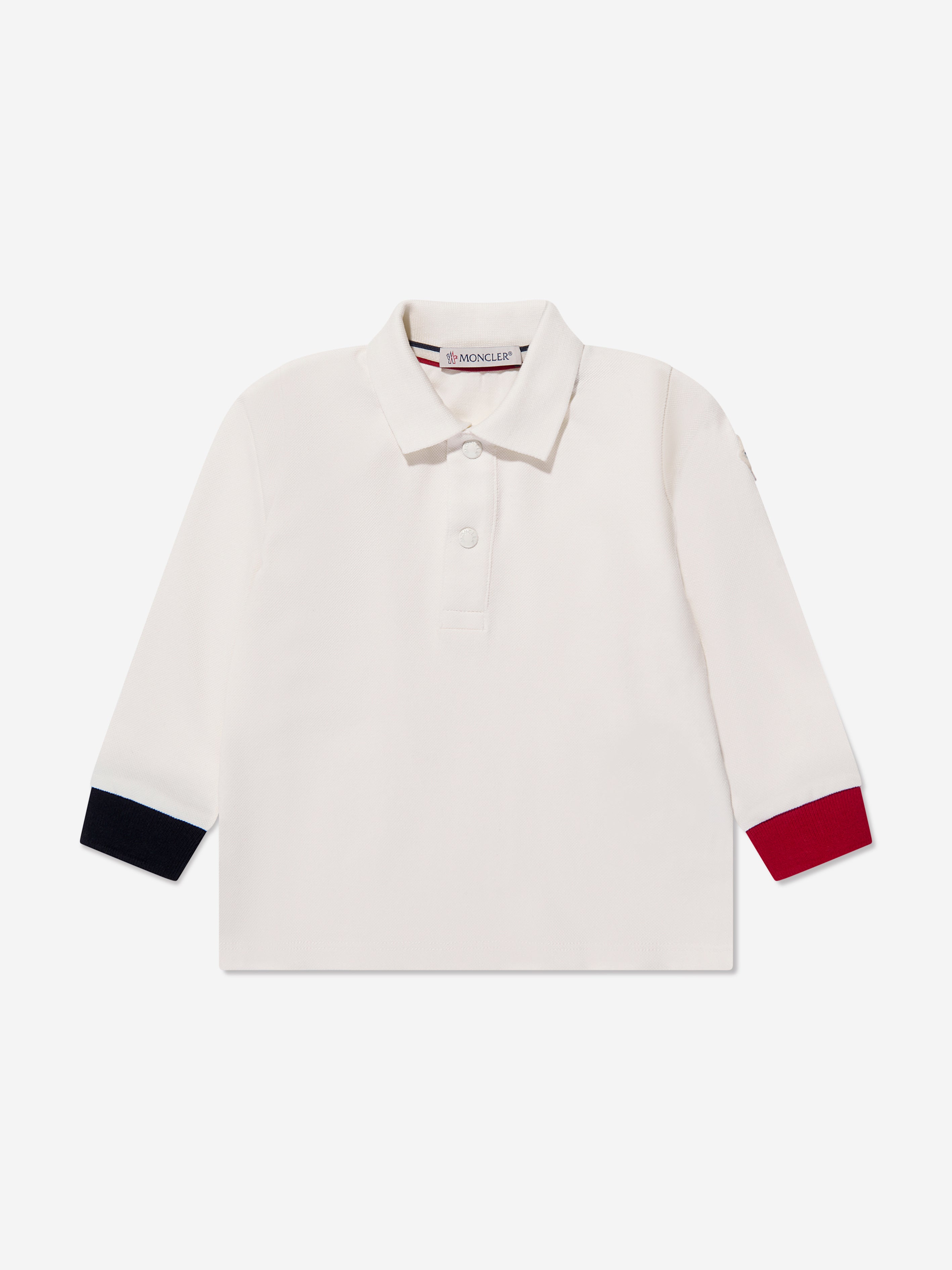 Moncler Enfant Baby Boys Long Sleeve Polo Shirt in Ivory Sast
