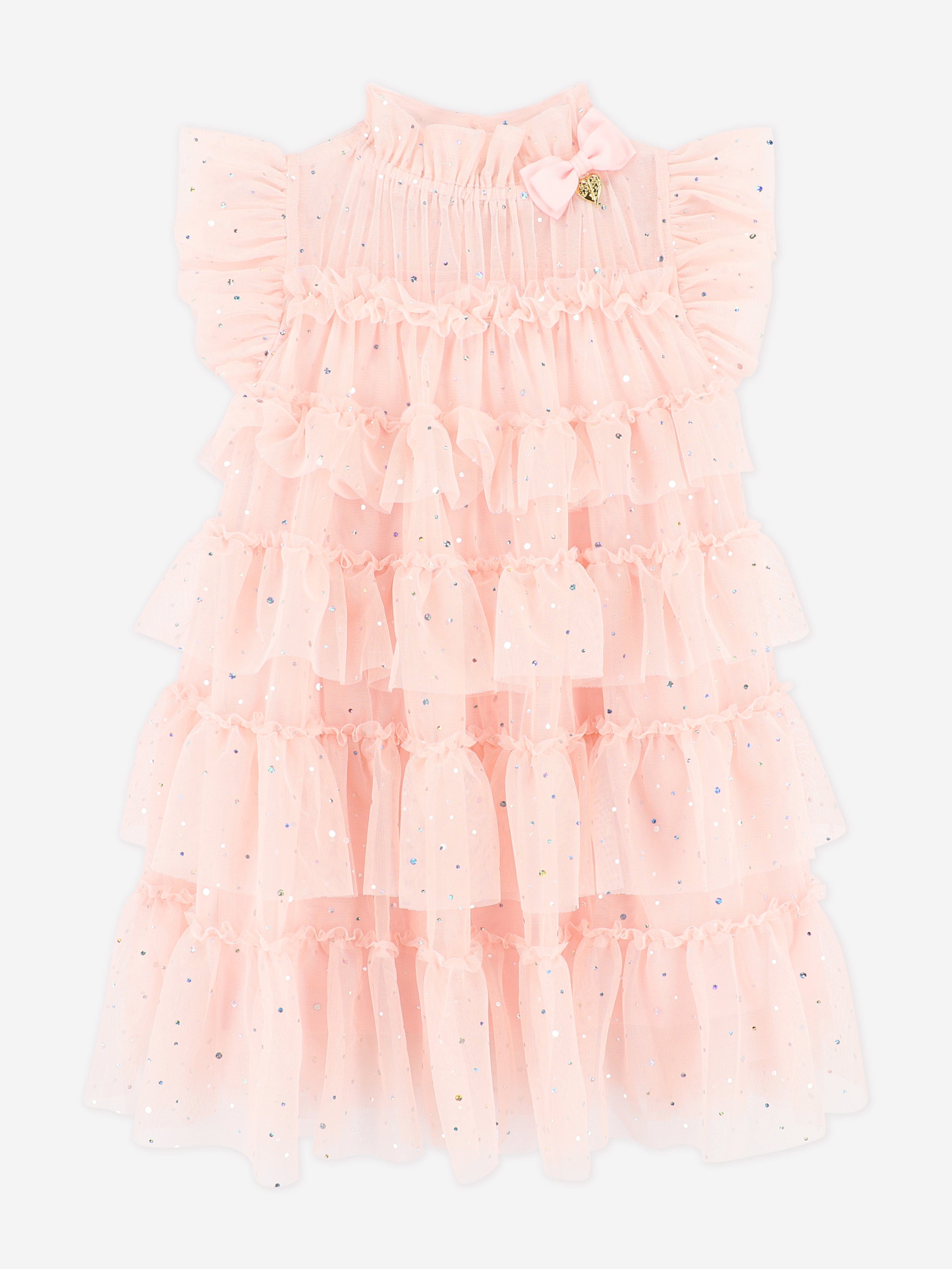 Girls Mitzi Sparkle Tiered Dress in Pink Discount Cheapest