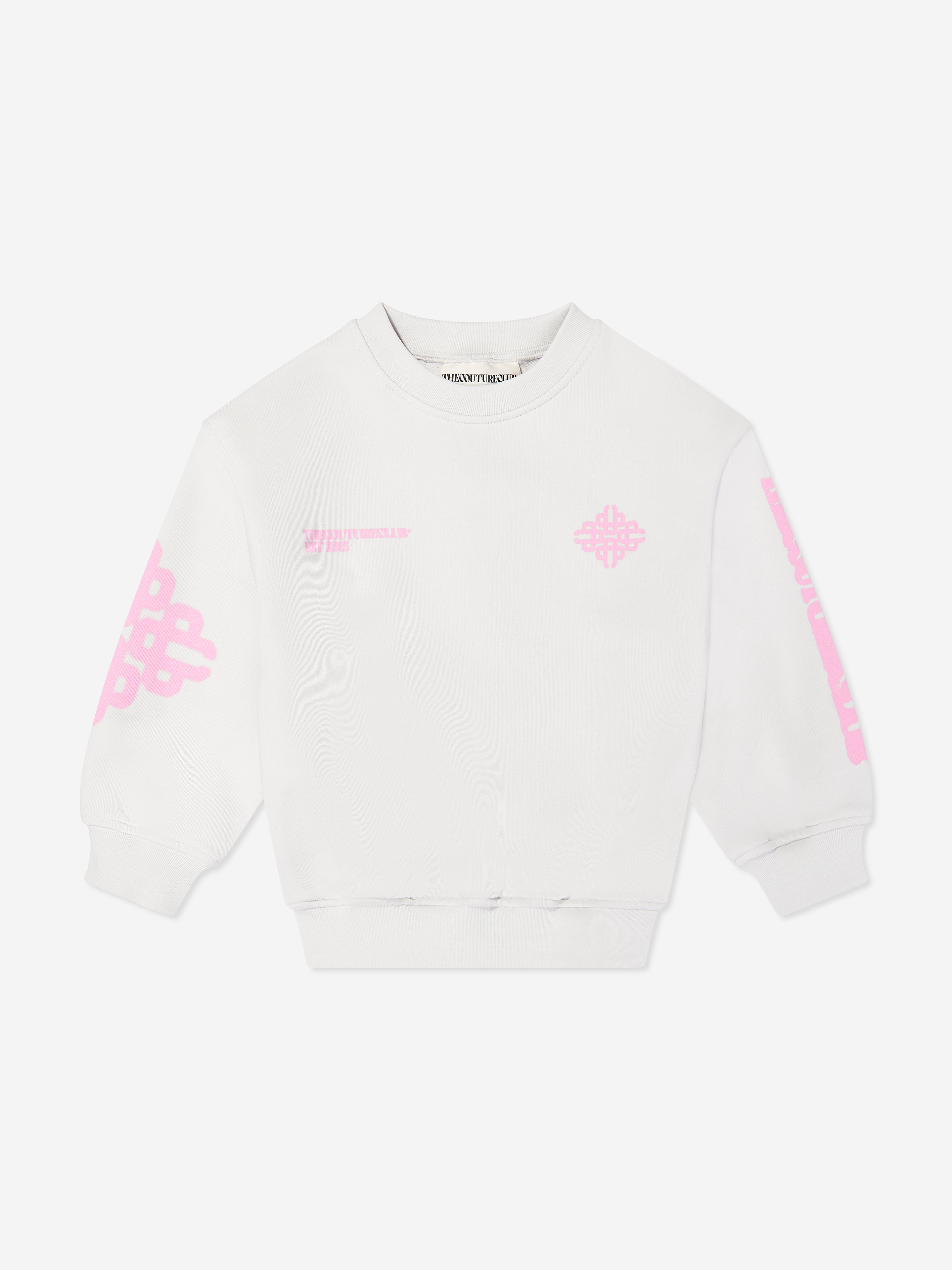The Couture Club Kids Blurred Graphic Emblem Sweatshirt in Ivory 2025 New Cheap Pice