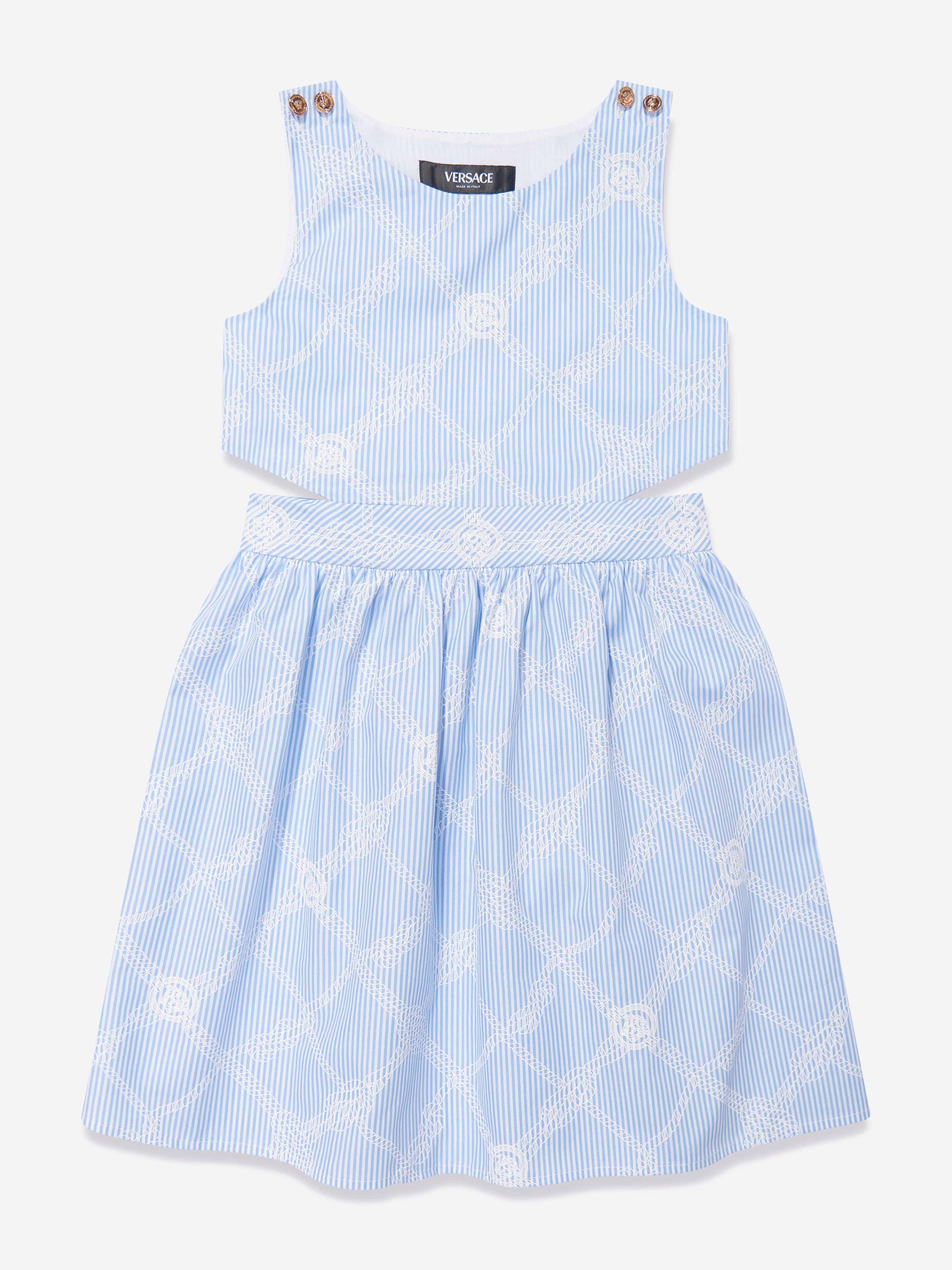Versace Girls Rope Logo Print Dress in Blue How Much Cheap Online