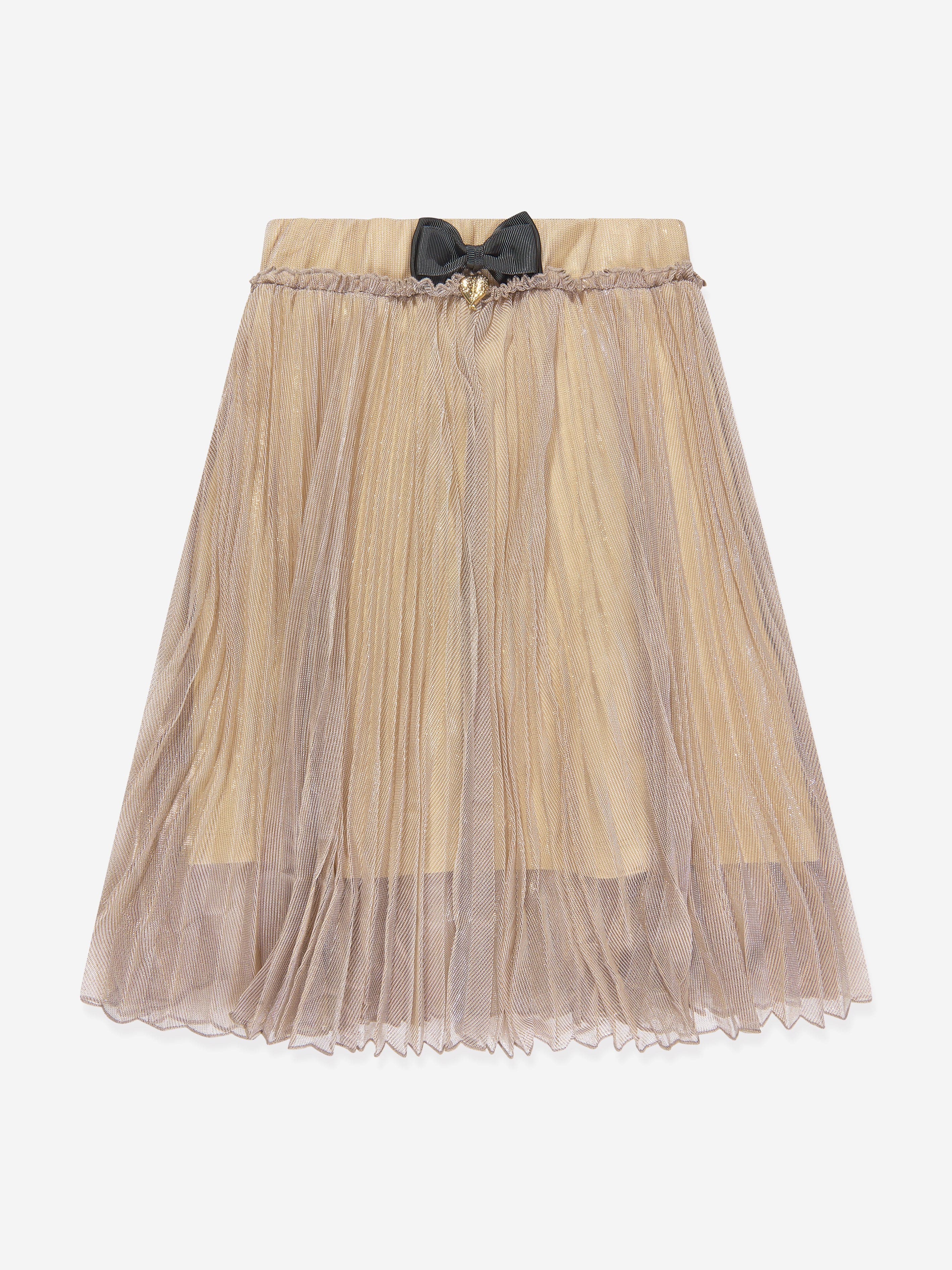 Angels Face Girls Priya Pleated Metallic Skirt in Gold Free Shipping Original