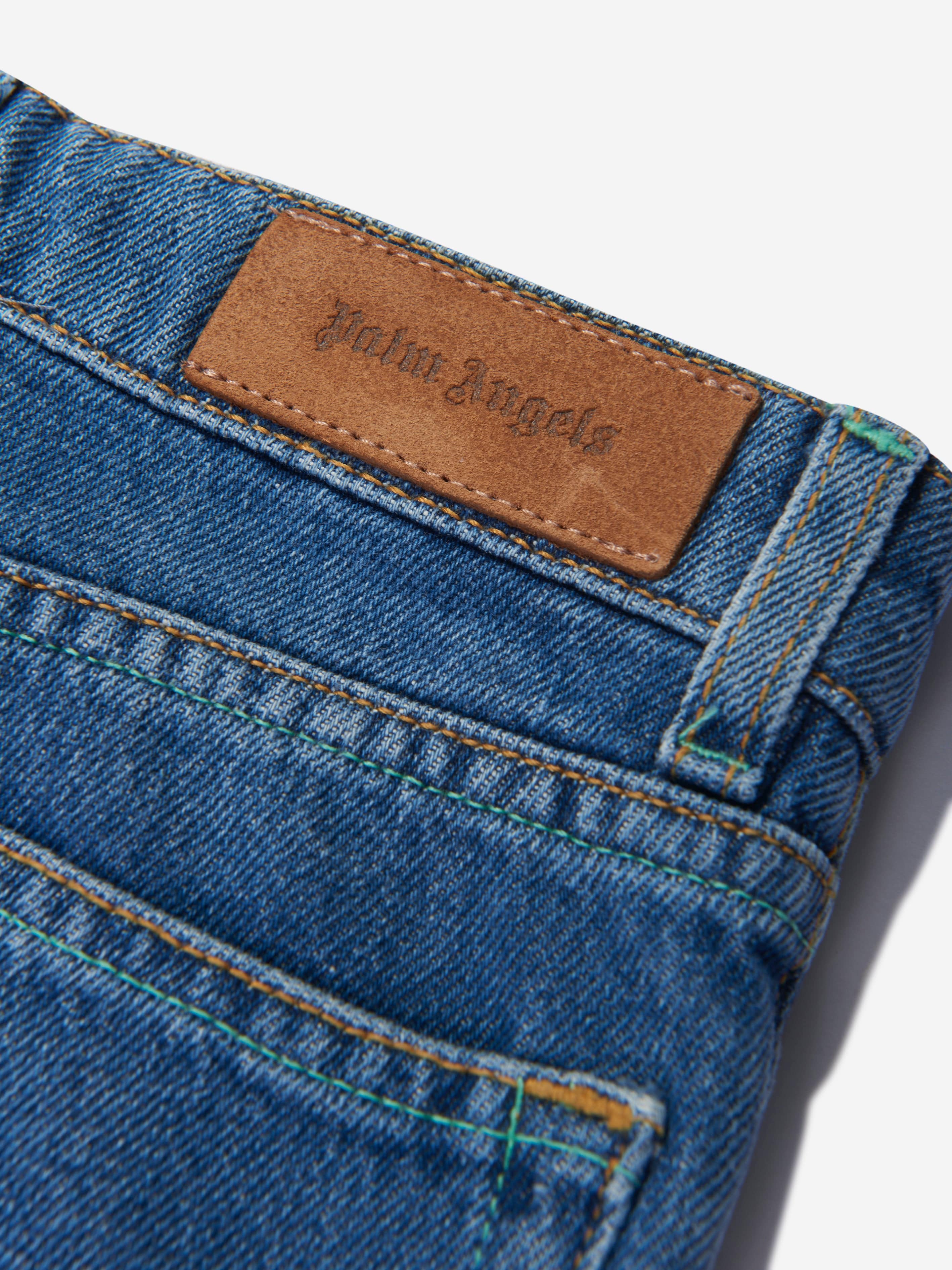 Palm Angels Boys Curved Stone Regular Jeans in Blue Order Cheap Pice