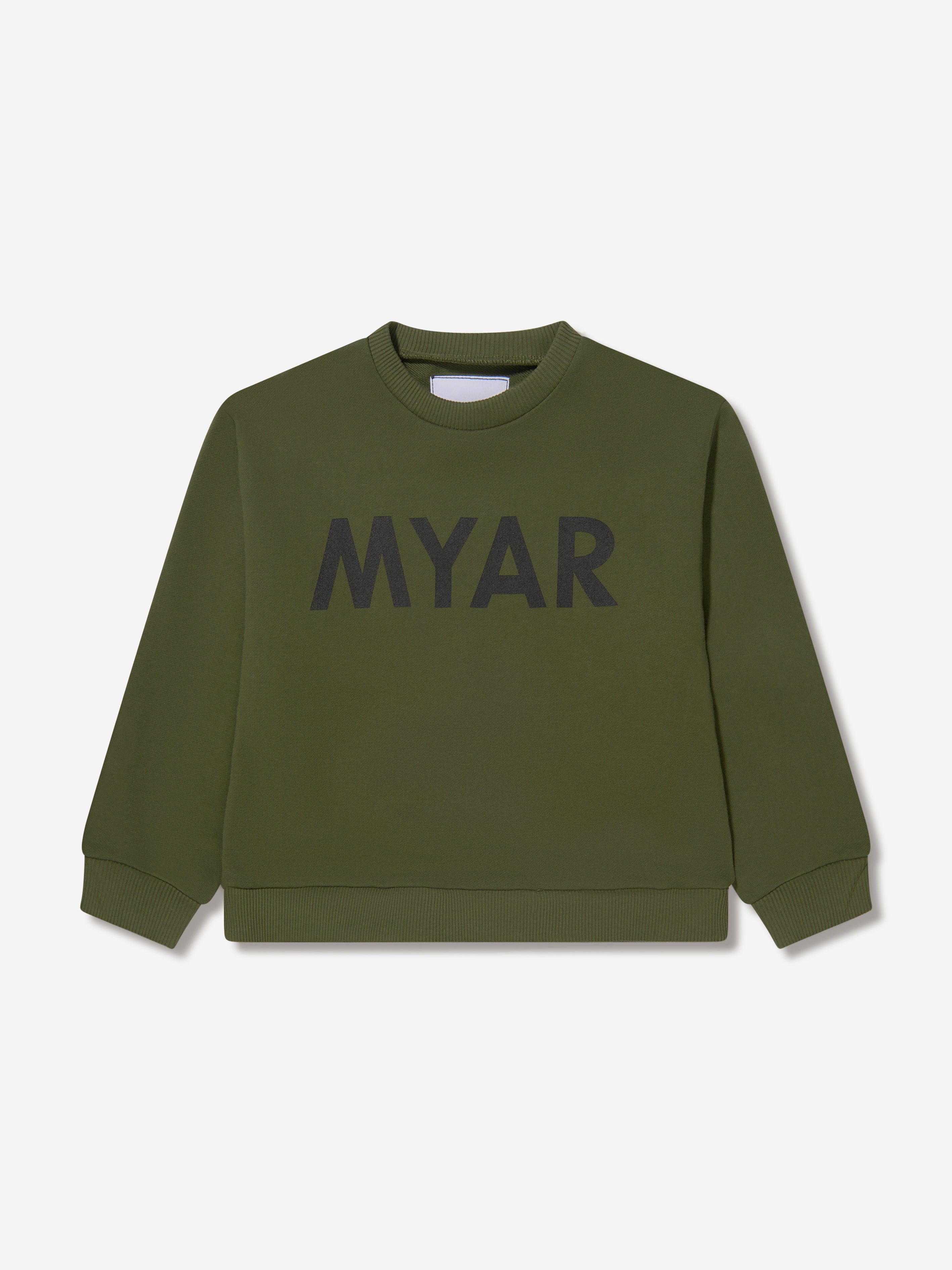 Myar Boys Cotton Logo Sweatshirt in Green Tumblr Cheap Pice