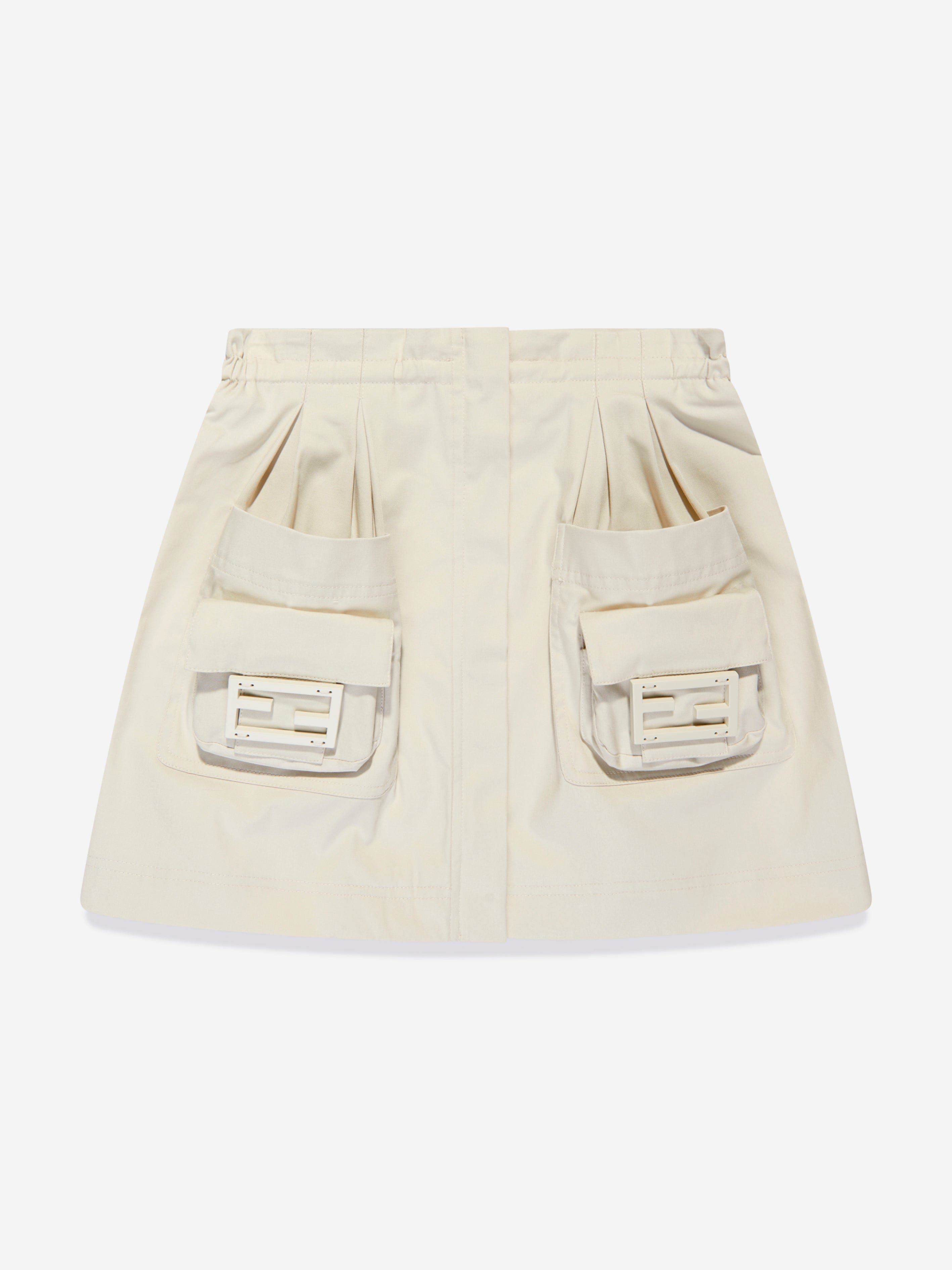 Fendi Girls Cargo Pocket Skirt in Ivory Discount View